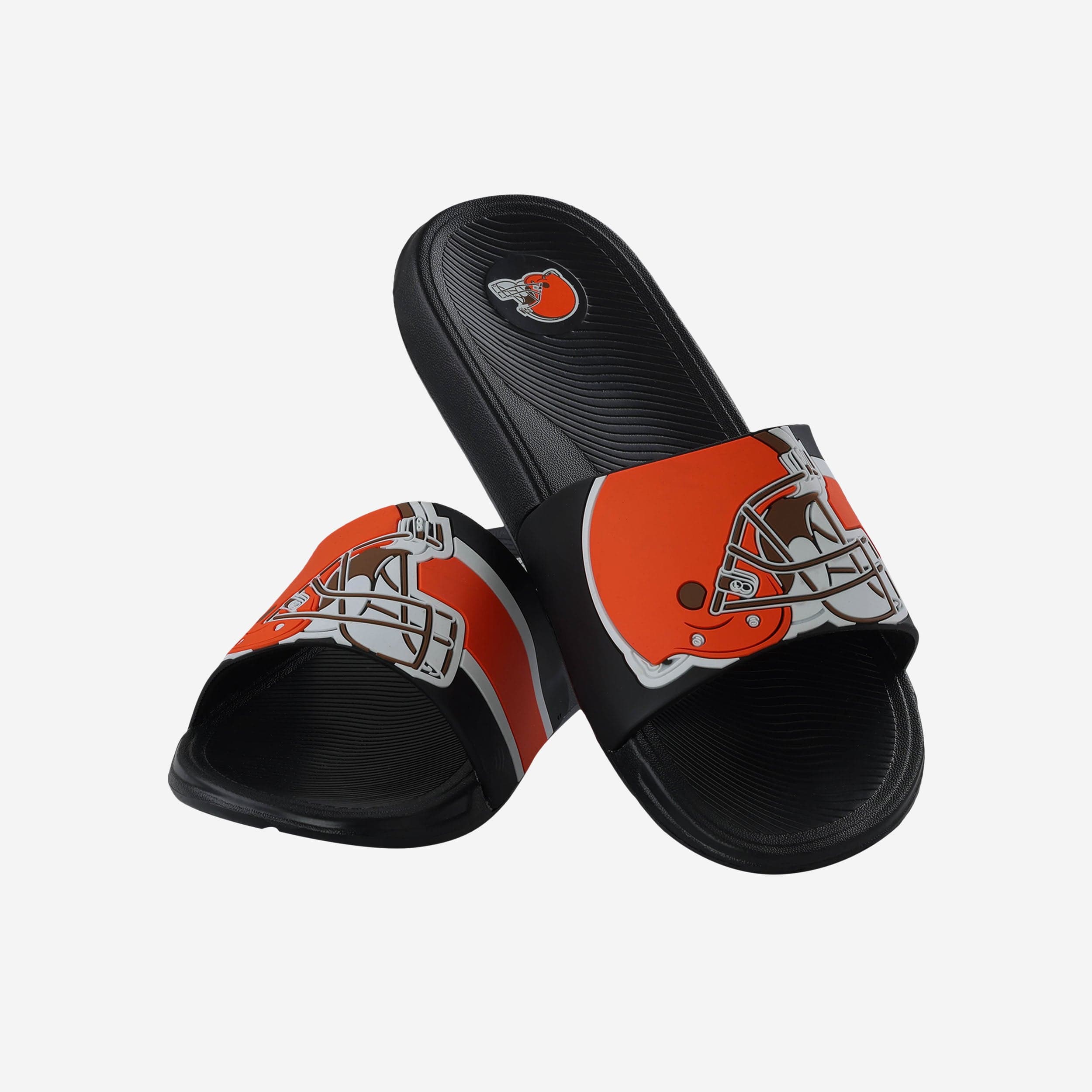 Cleveland Browns Striped Big Logo Raised Slides - Style Up Your Game