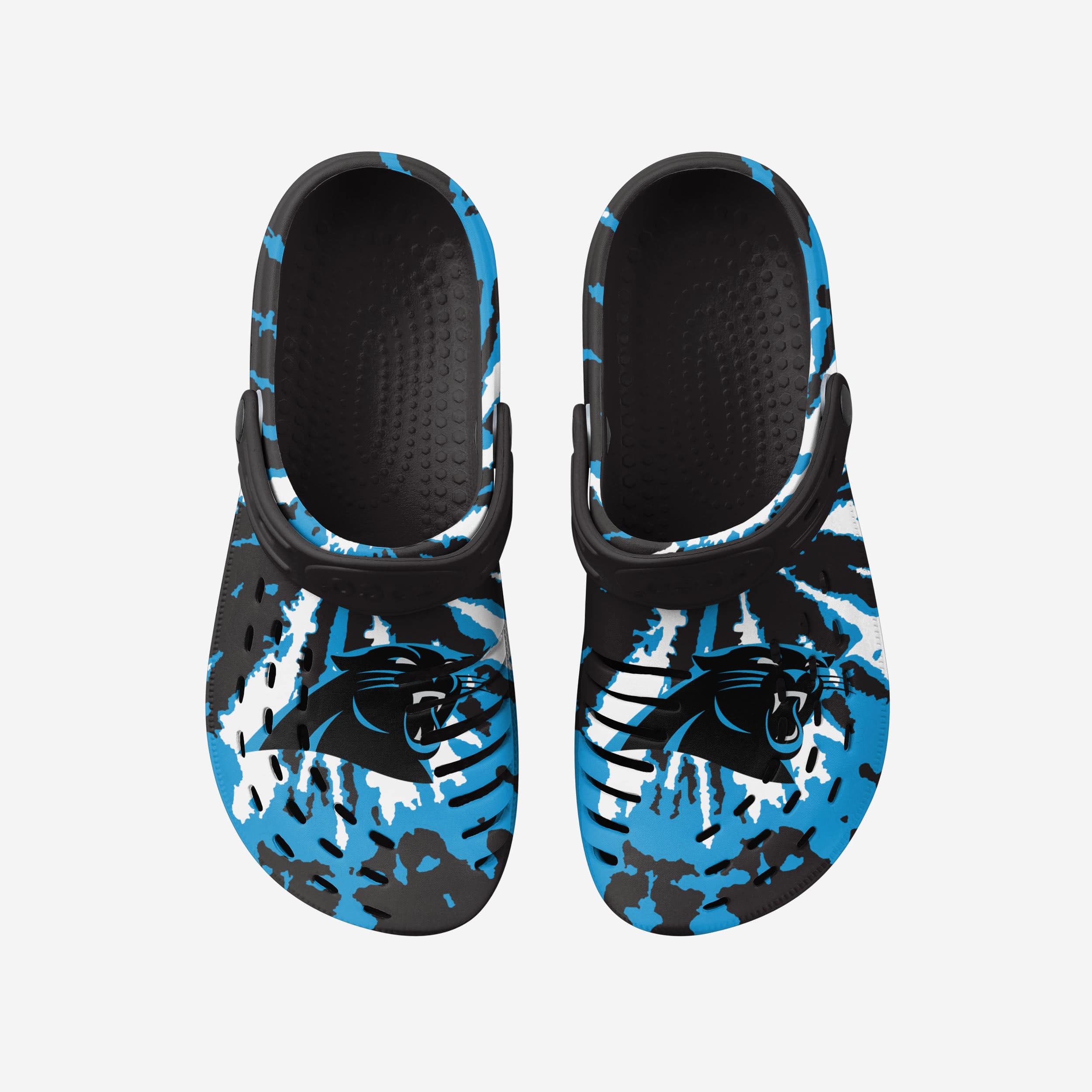 Carolina Panthers Stylish Tie - Dye Clogs with Straps