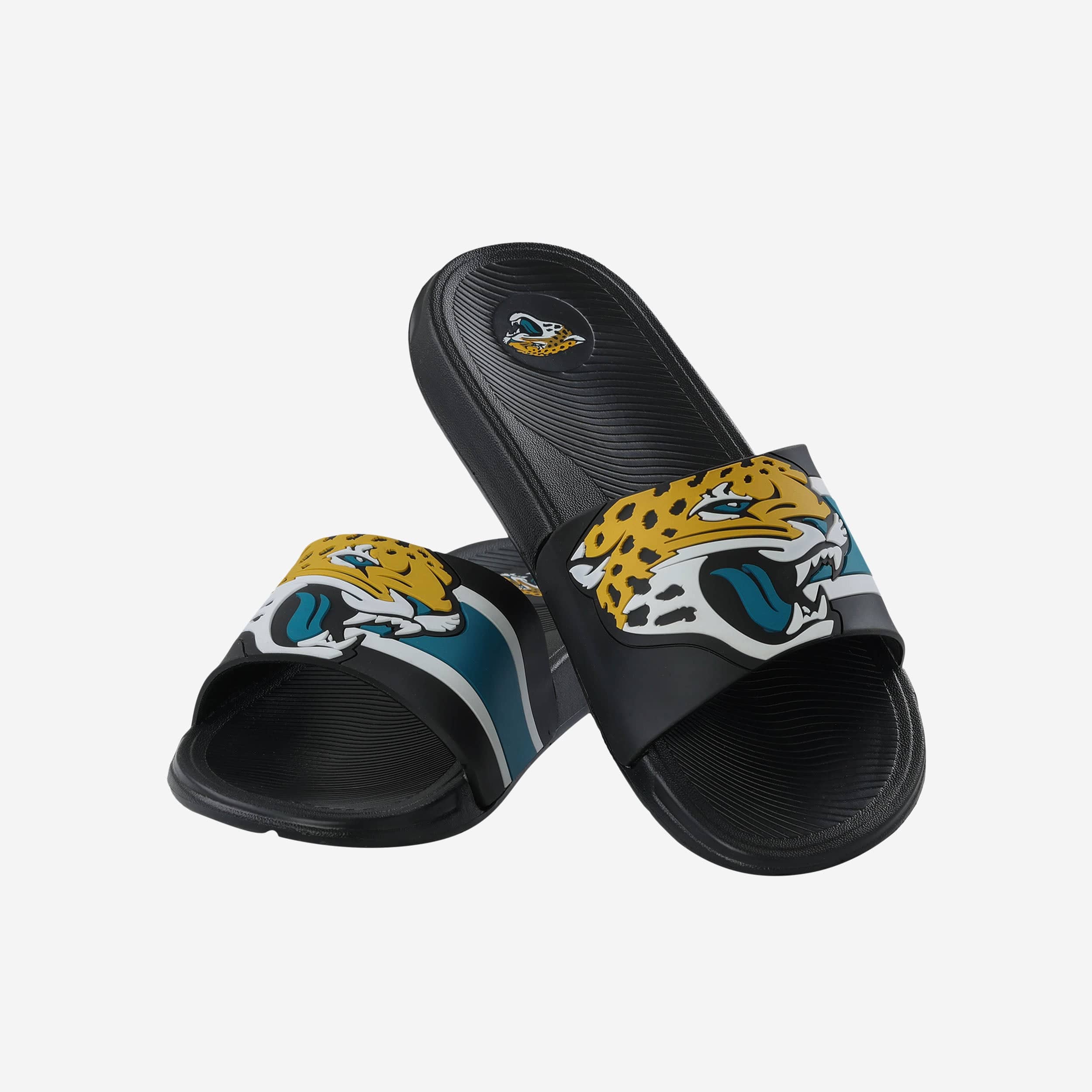 Jacksonville Jaguars Striped Big Logo Raised Slides - Show Your Team Spirit!