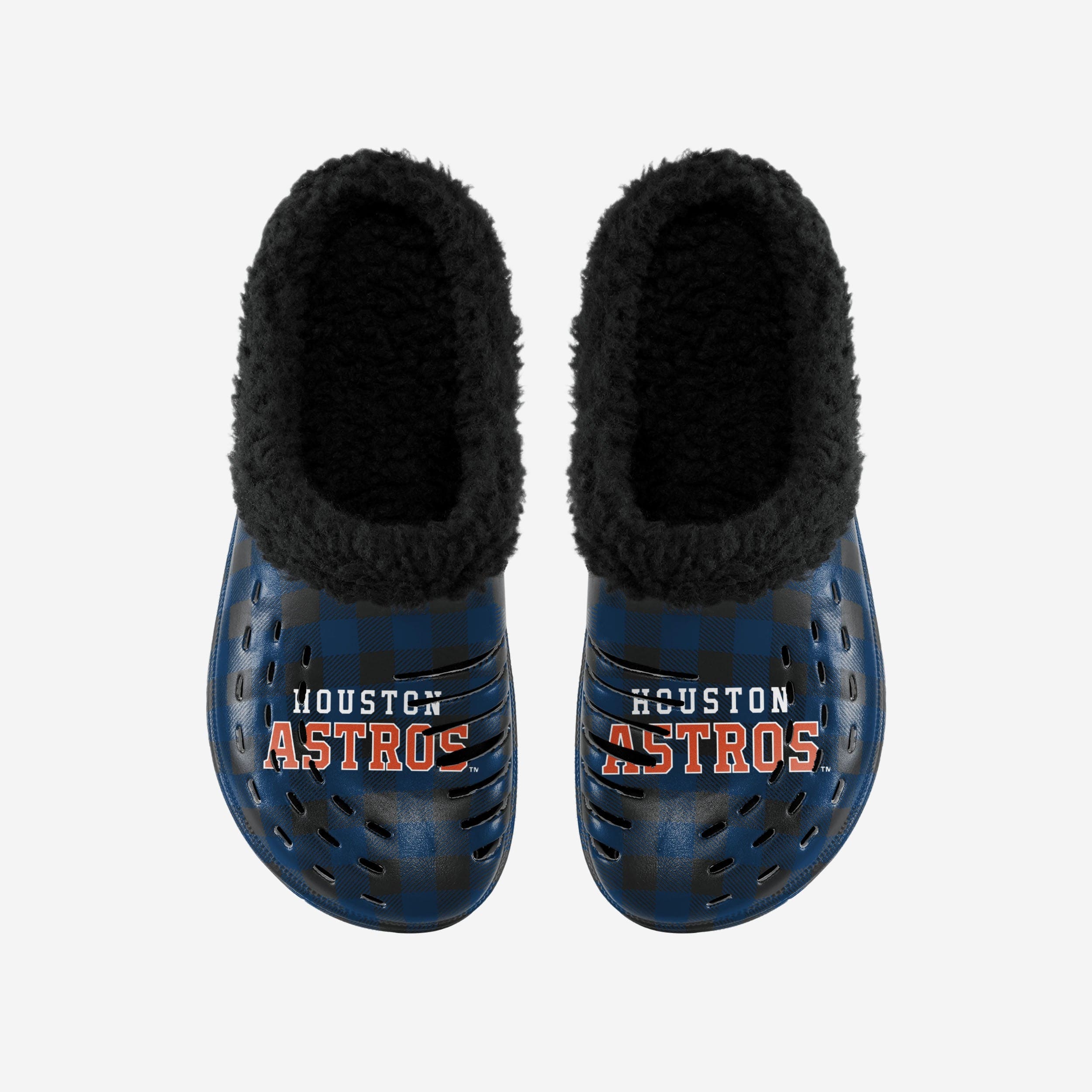 Houston Astros Super Soft Sherpa Lined Buffalo Check Clogs