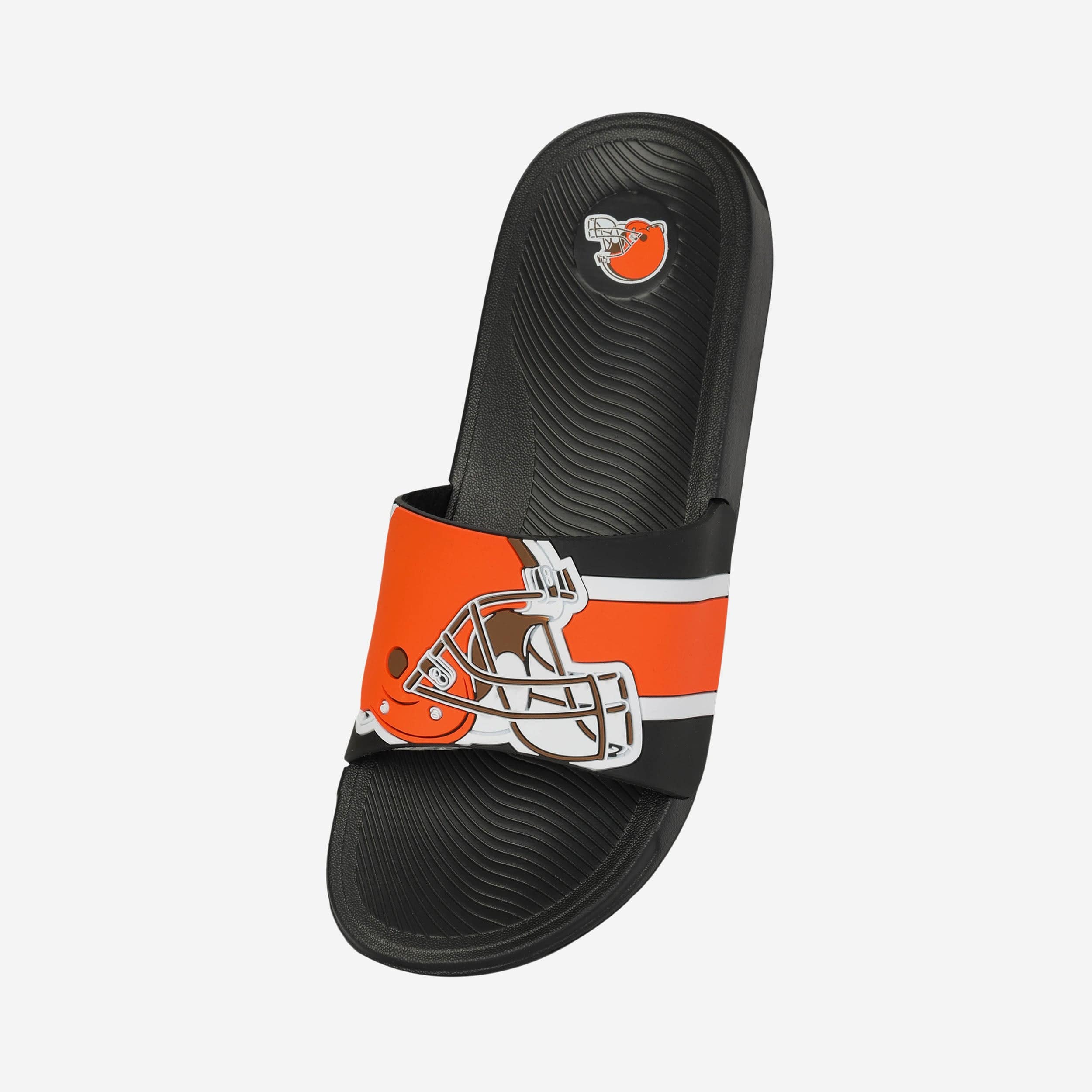 Cleveland Browns Striped Big Logo Raised Slides - Style Up Your Game