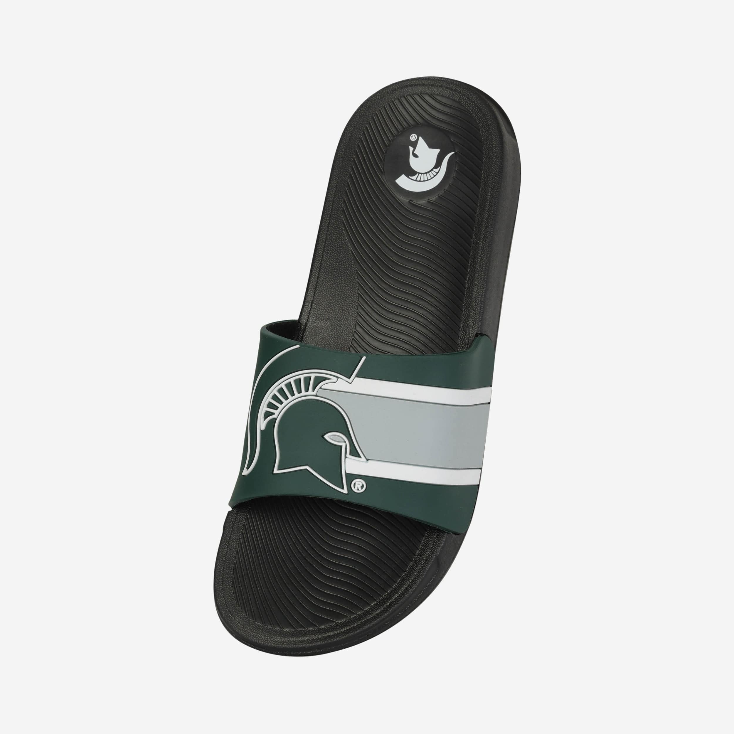 Michigan State Spartans Striped Big Logo Raised Slides - Show Your Team Spirit!