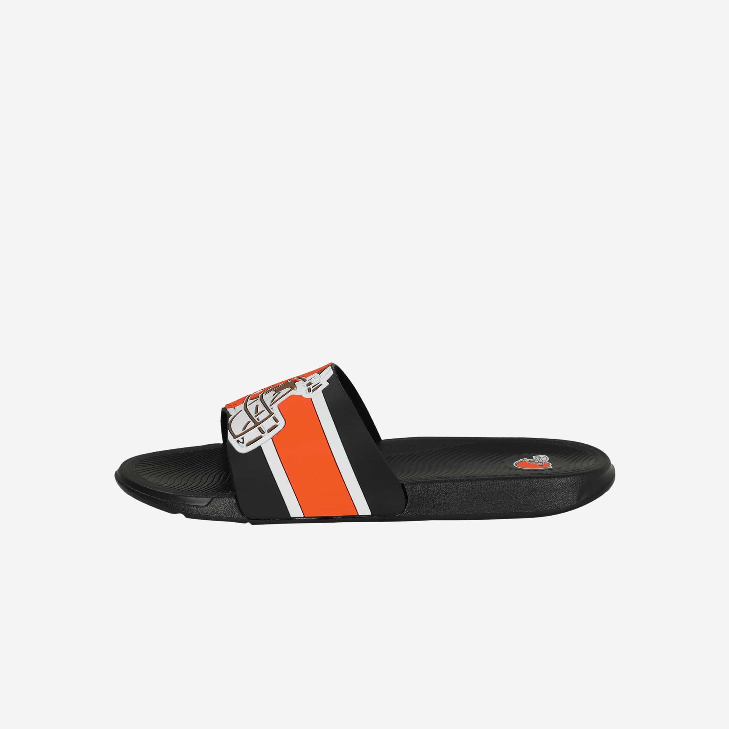 Cleveland Browns Striped Big Logo Raised Slides - Style Up Your Game