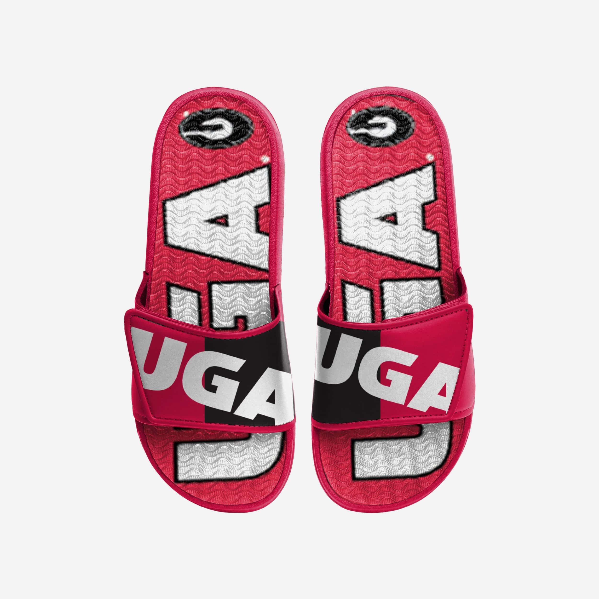Georgia Bulldogs Bold Colorblock Gel Slides with Big Logo