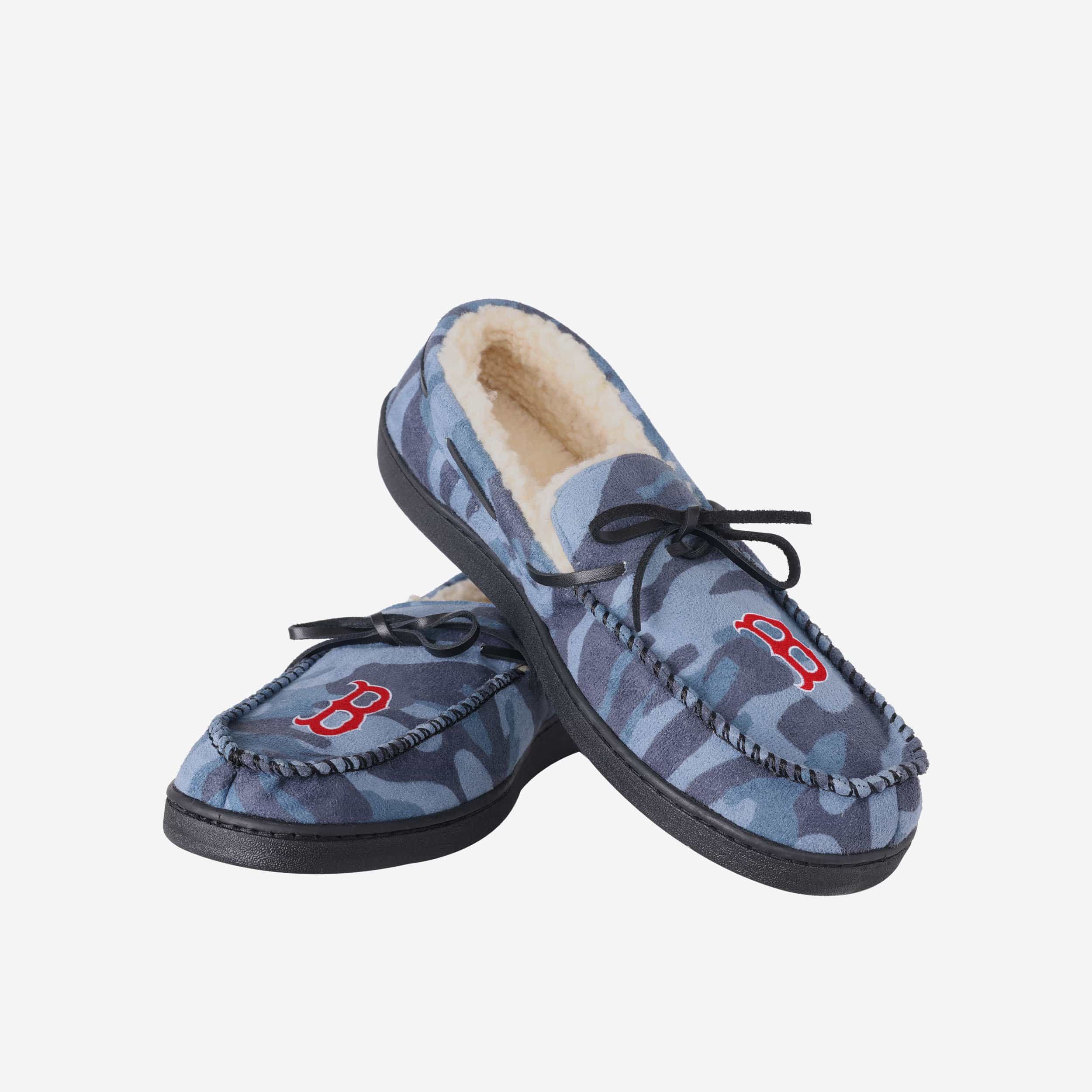 Boston Red Sox Printed Camo Moccasin Slippers - Show Your Team Spirit!