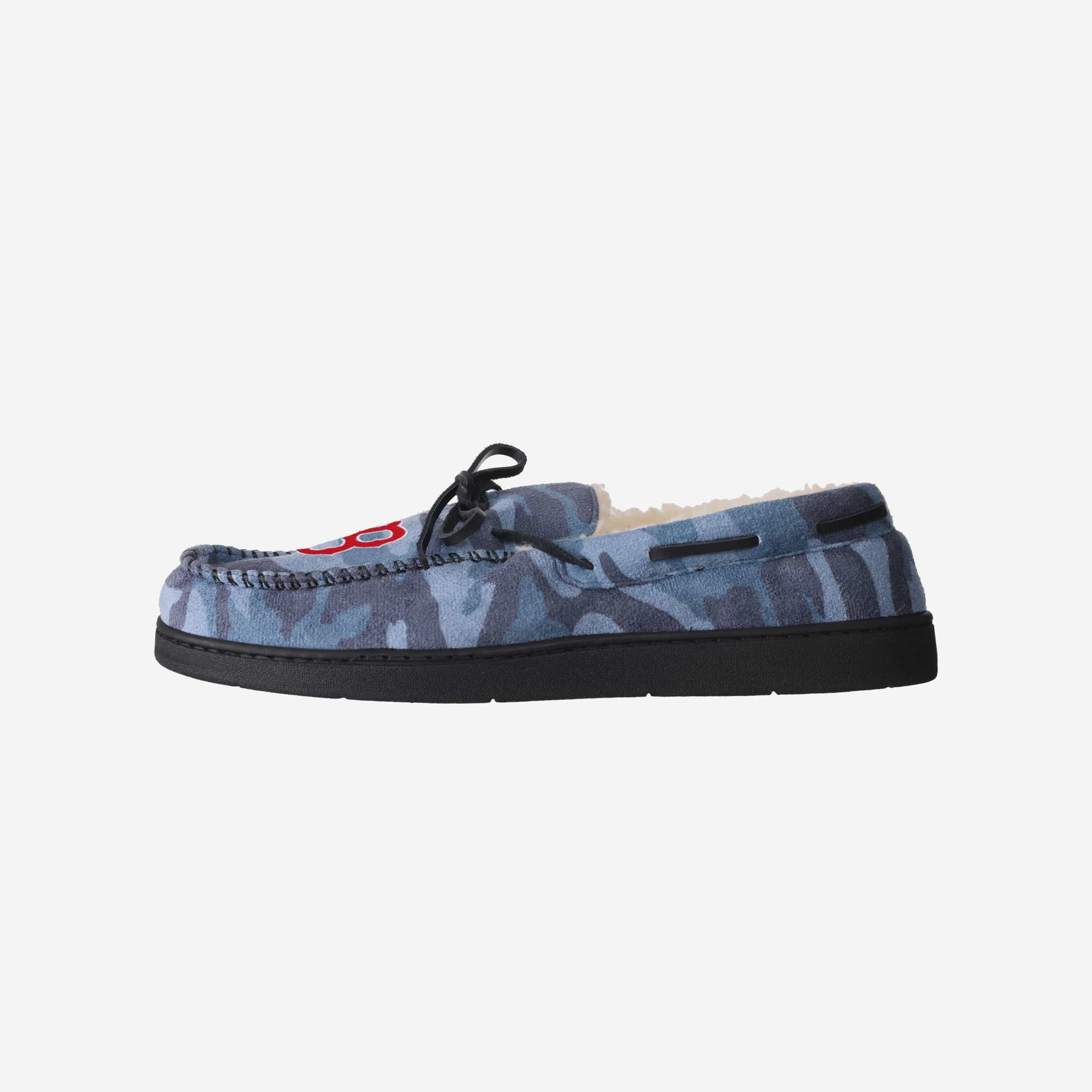 Boston Red Sox Printed Camo Moccasin Slippers - Show Your Team Spirit!