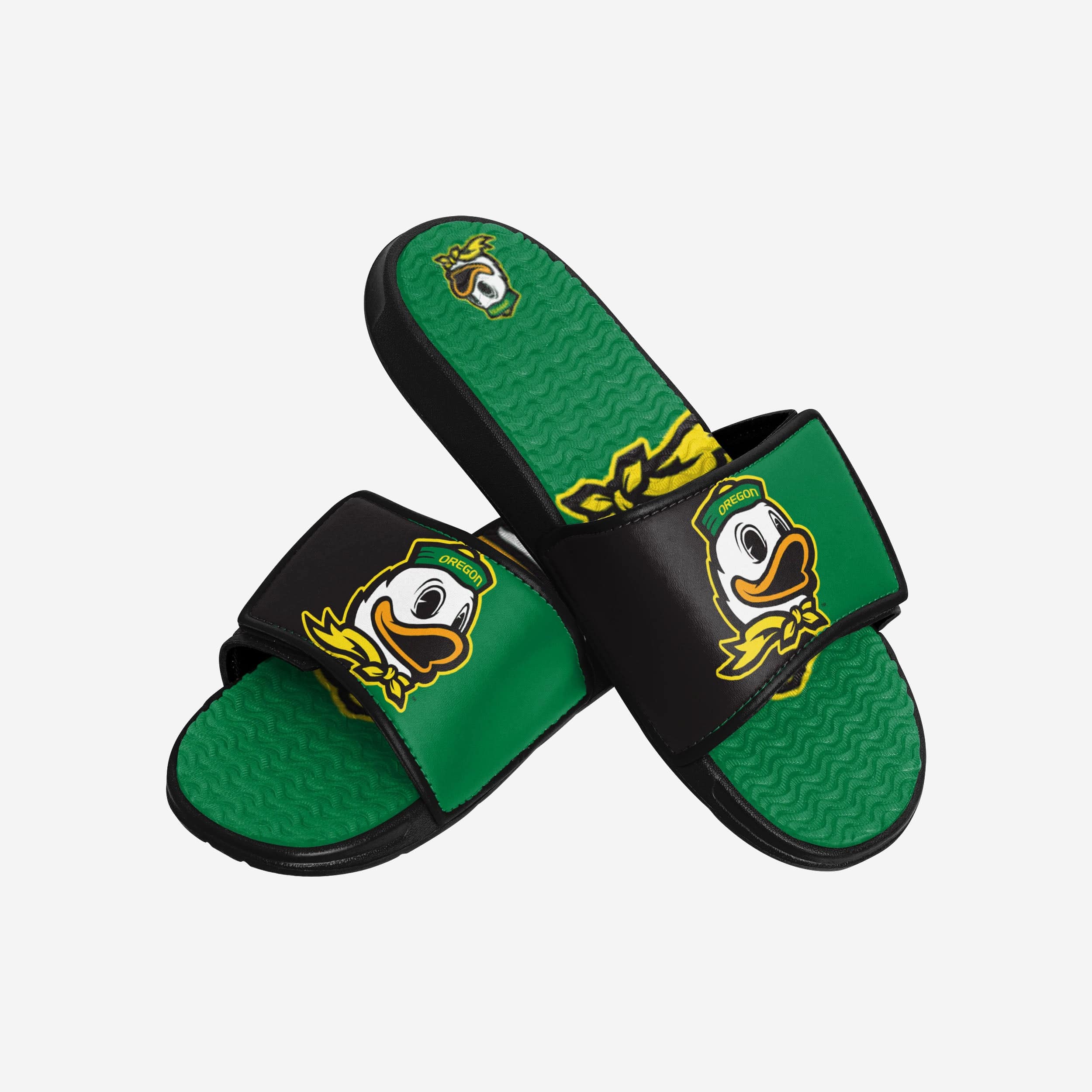 Oregon Ducks Colorblock Gel Slides with Big Logo - Show Your Team Spirit!