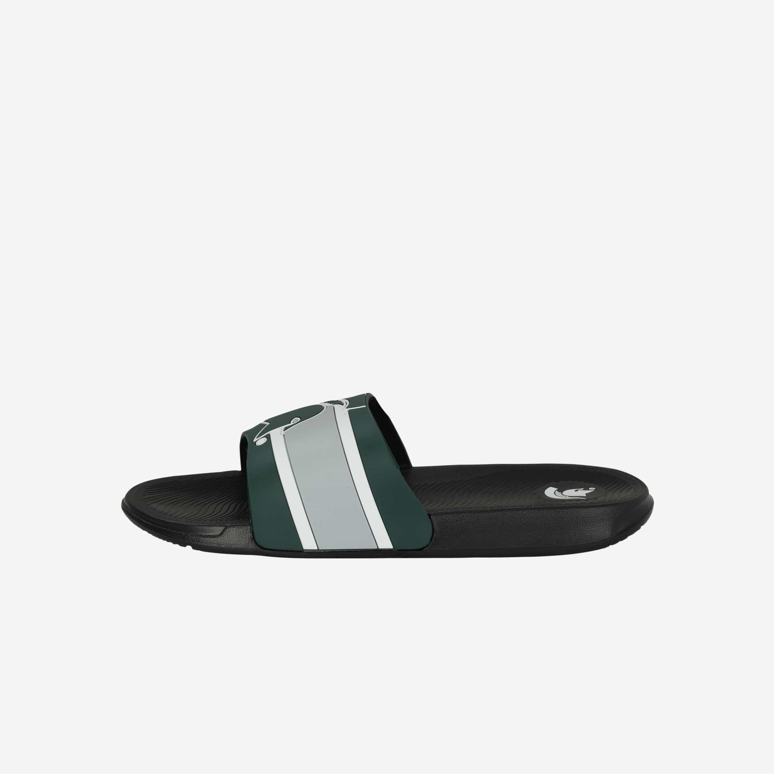 Michigan State Spartans Striped Big Logo Raised Slides - Show Your Team Spirit!