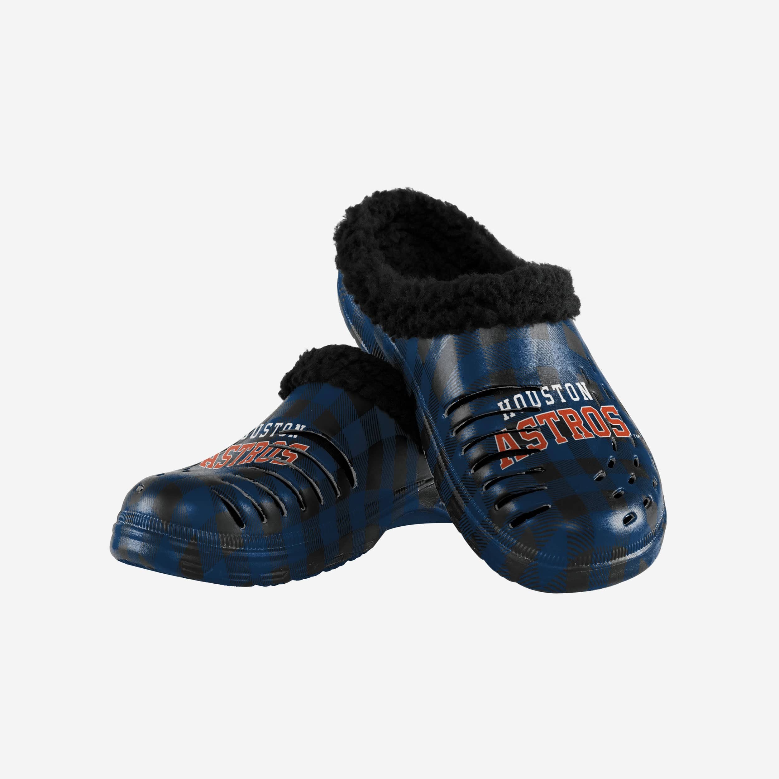 Houston Astros Super Soft Sherpa Lined Buffalo Check Clogs