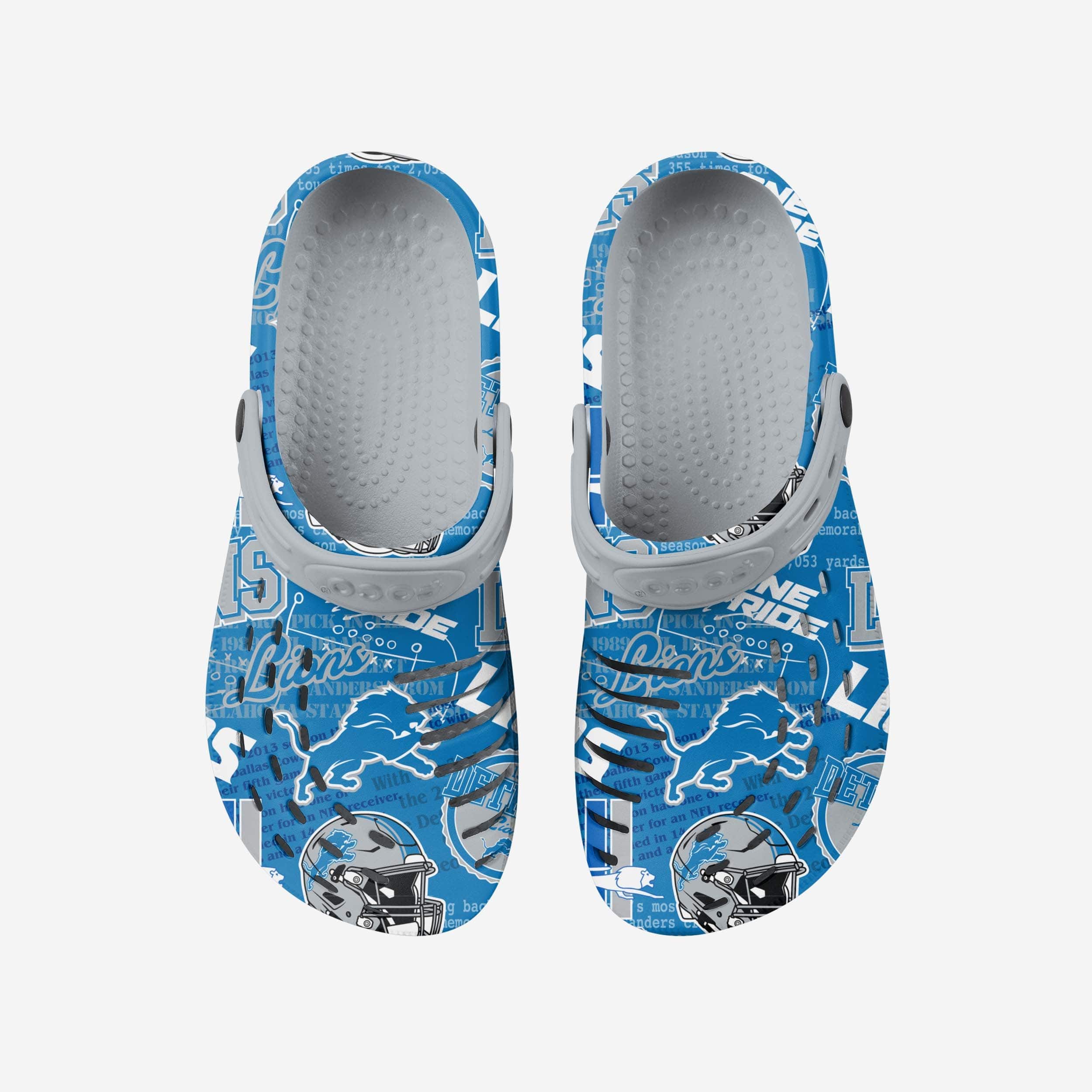 Detroit Lions Vintage Print Clogs with Straps - A Time - Traveling Fashion Statement