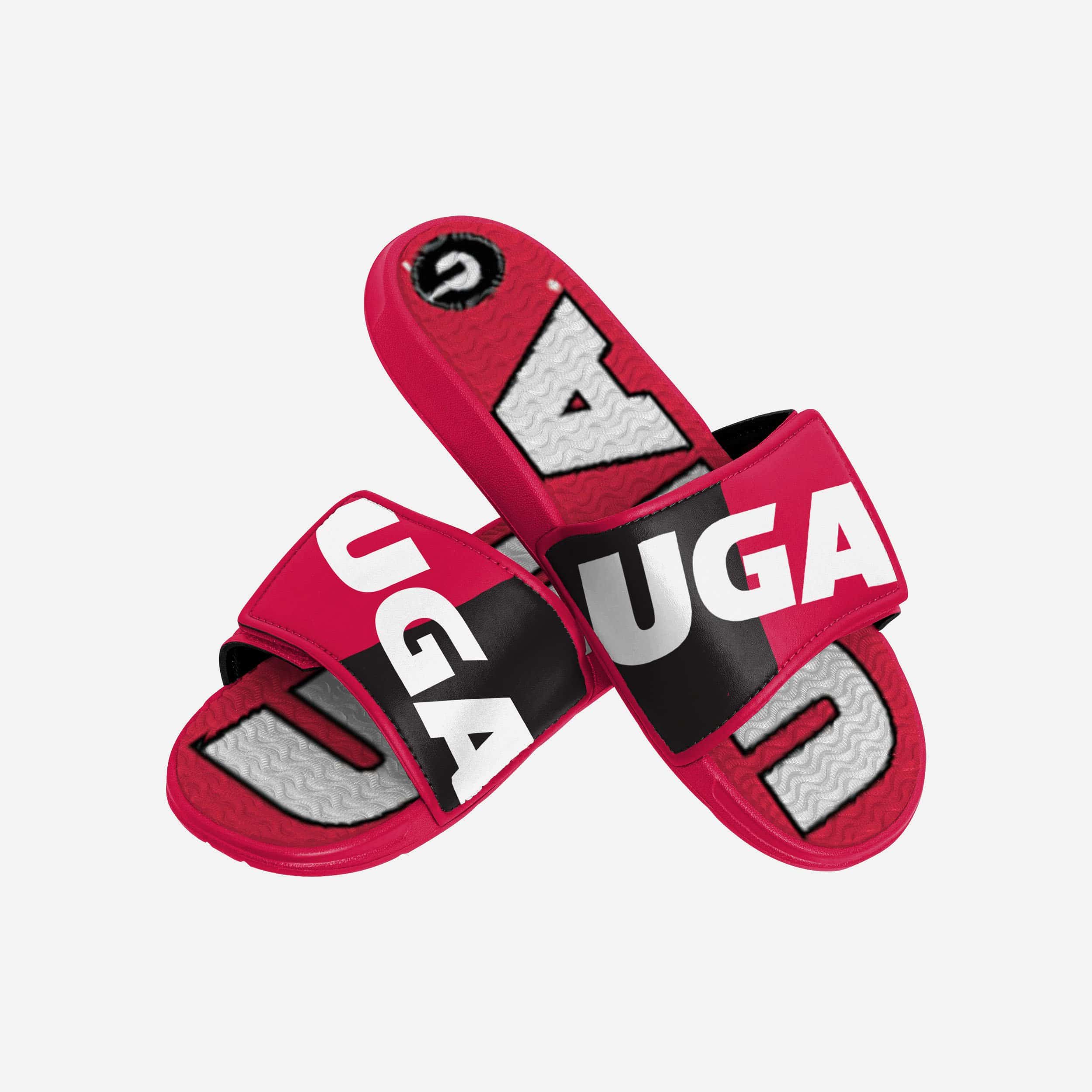 Georgia Bulldogs Bold Colorblock Gel Slides with Big Logo
