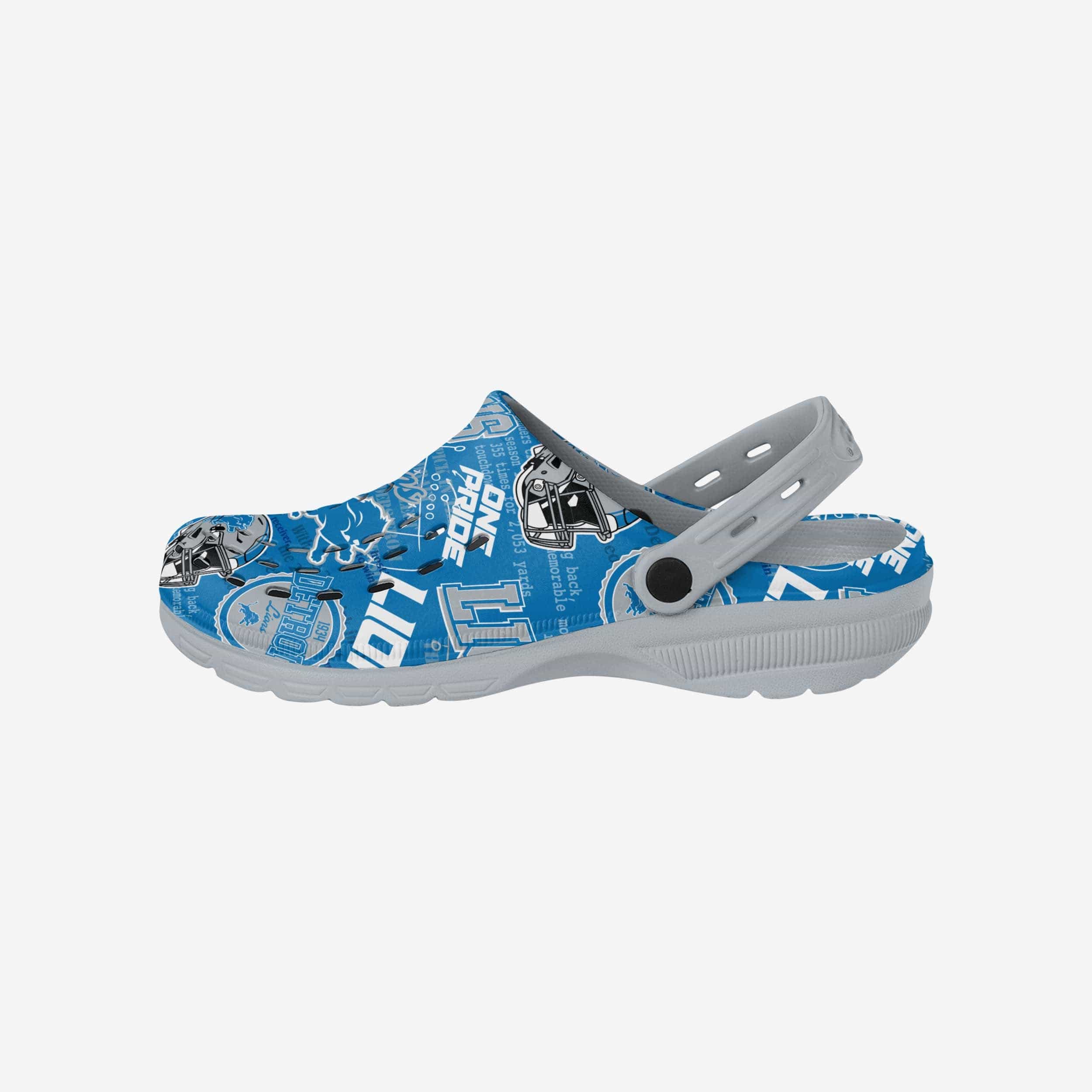 Detroit Lions Vintage Print Clogs with Straps - A Time - Traveling Fashion Statement