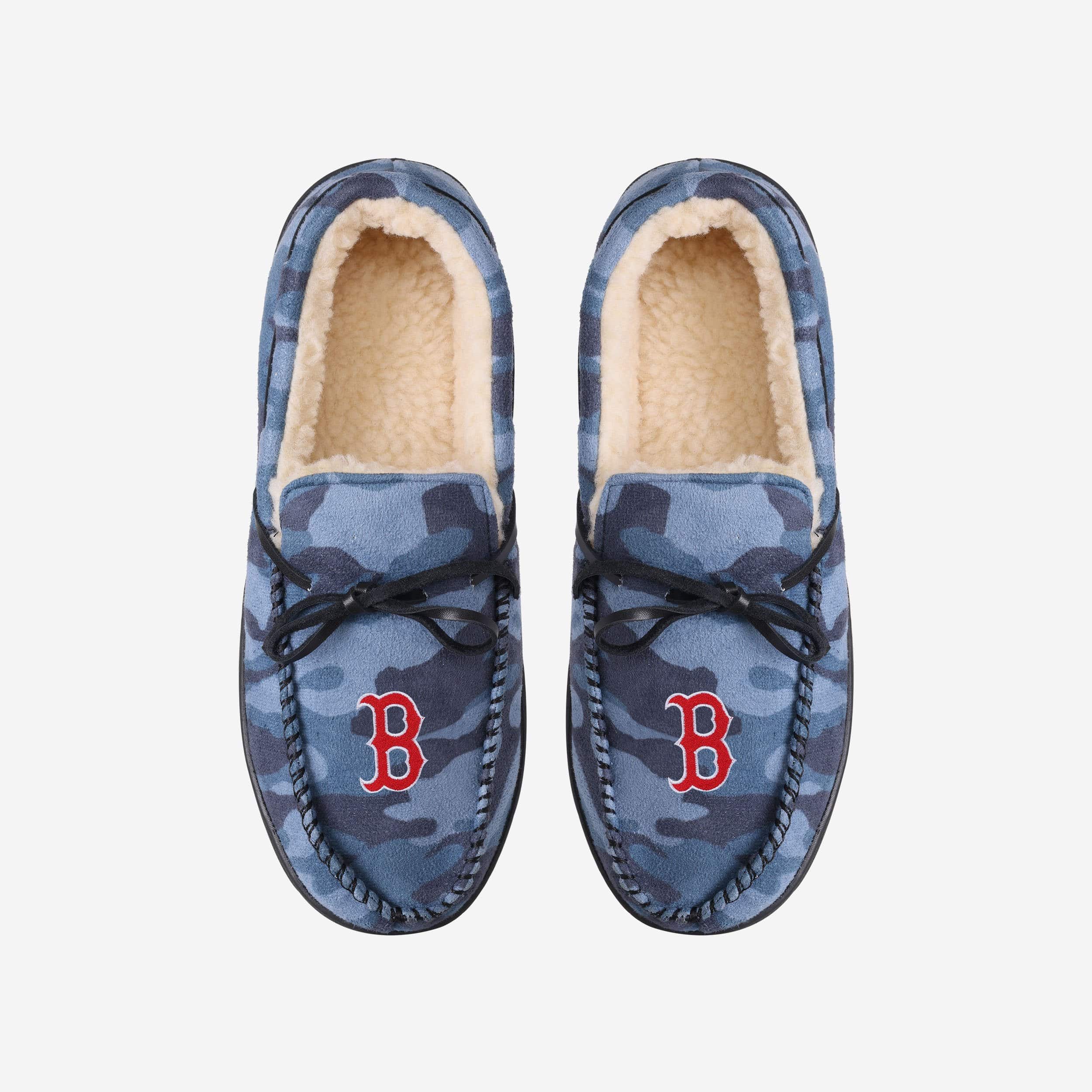 Boston Red Sox Printed Camo Moccasin Slippers - Show Your Team Spirit!