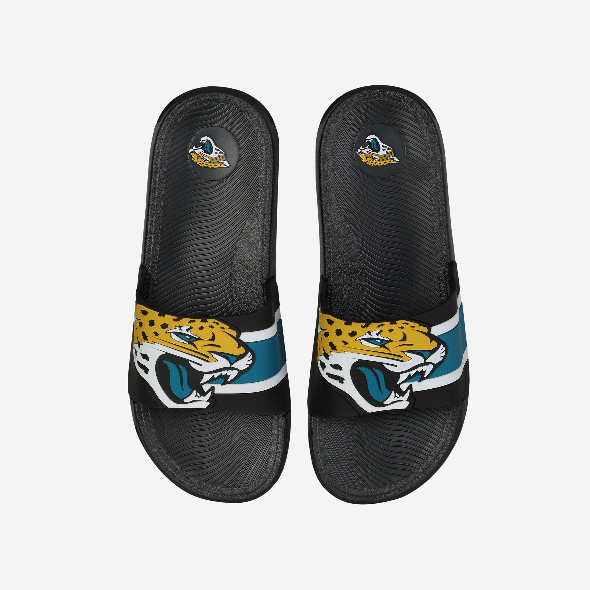 Jacksonville Jaguars Striped Big Logo Raised Slides - Show Your Team Spirit!