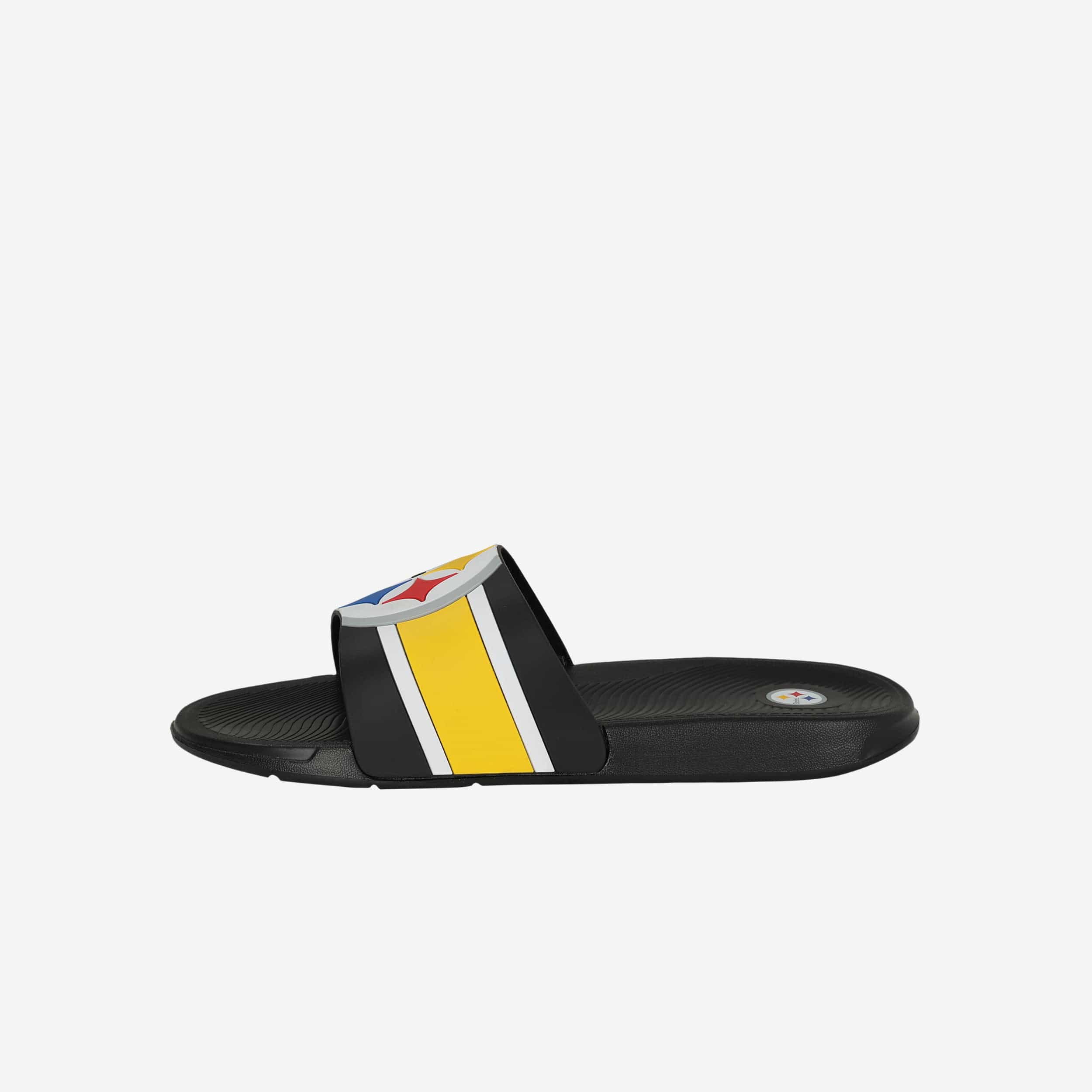 Pittsburgh Steelers Striped Big Logo Raised Slides - Stylish Team Spirit