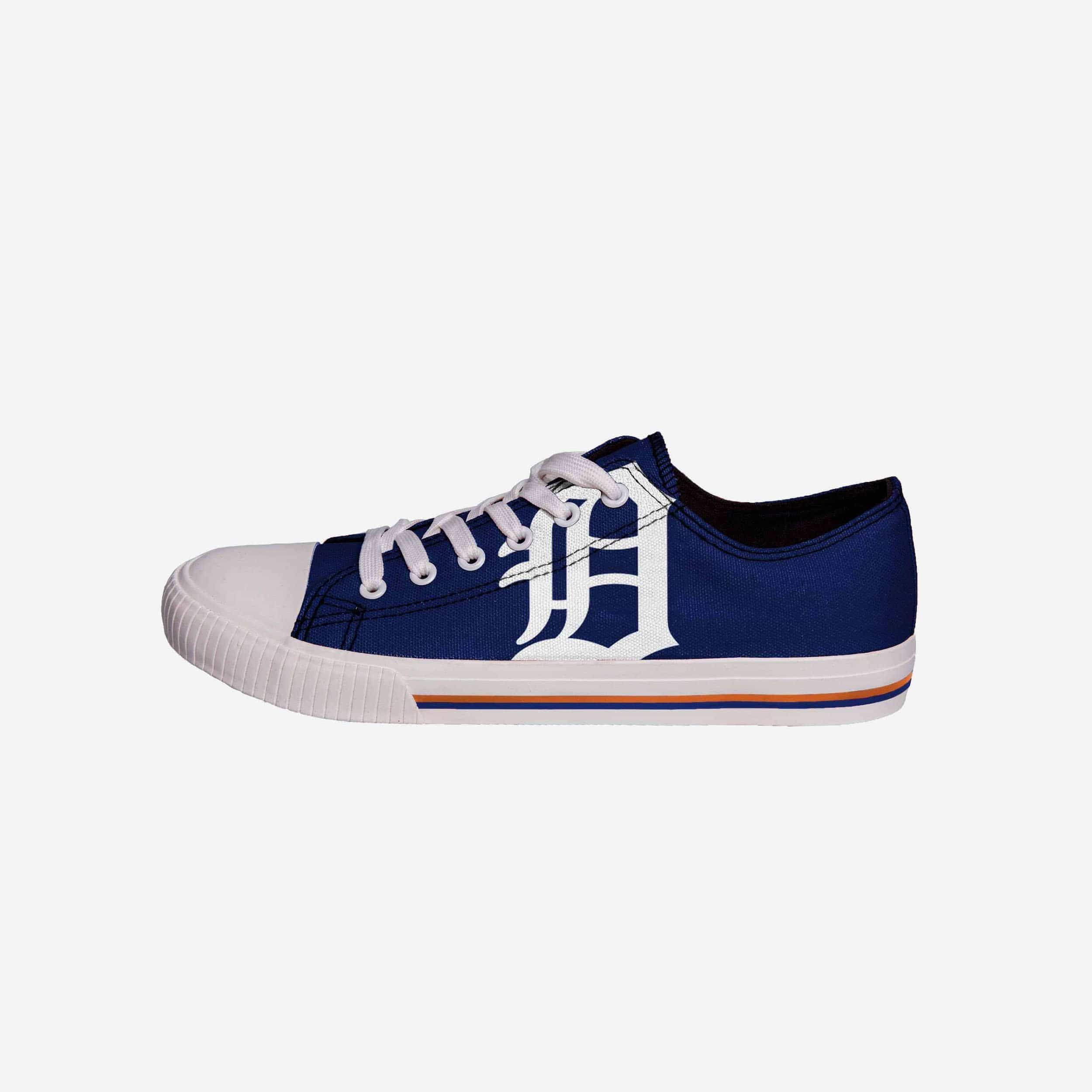 Detroit Tigers Men's Stylish Low-Top Big Logo Canvas Shoes