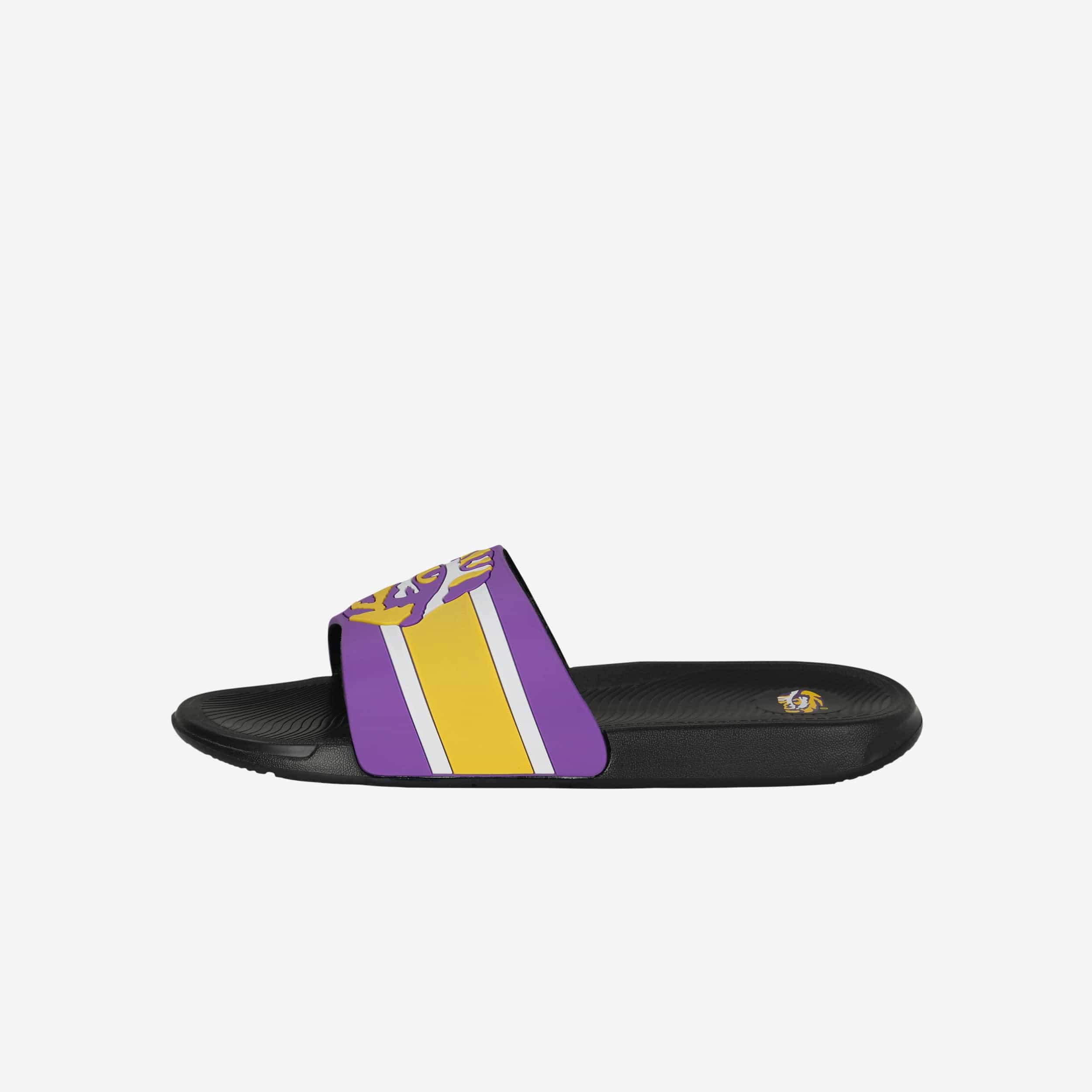 LSU Tigers Striped Big Logo Raised Slides - Show Your Team Spirit!