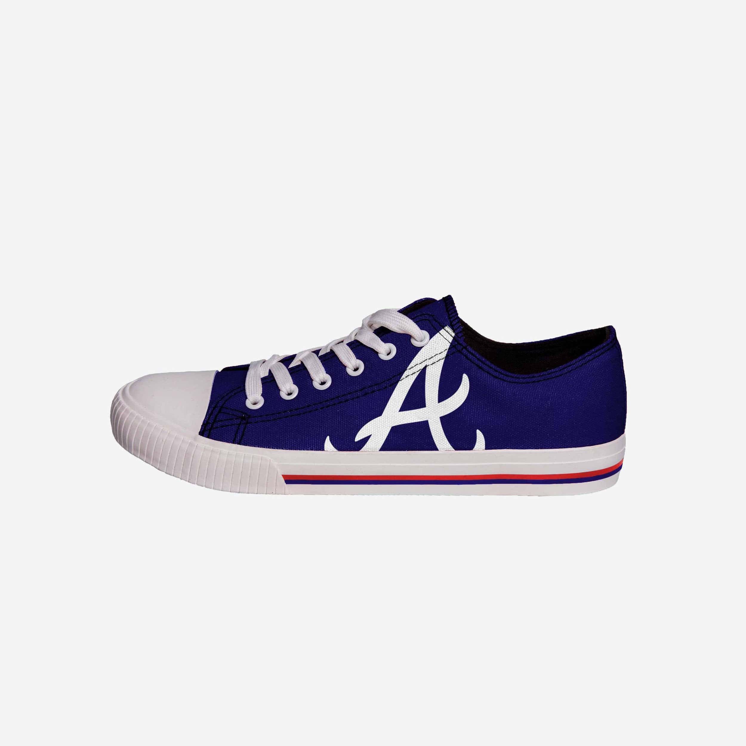 Atlanta Braves Men's Stylish Low-Top Big Logo Canvas Shoes