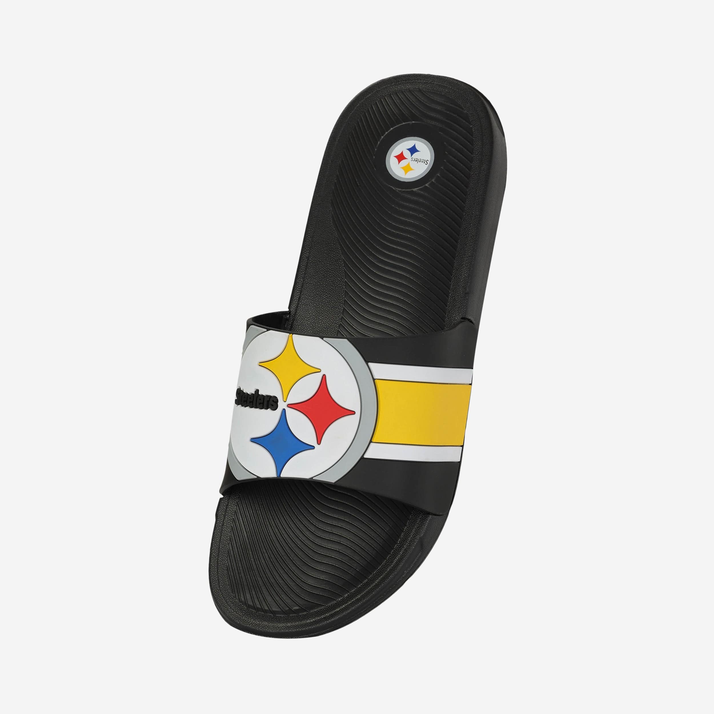 Pittsburgh Steelers Striped Big Logo Raised Slides - Stylish Team Spirit