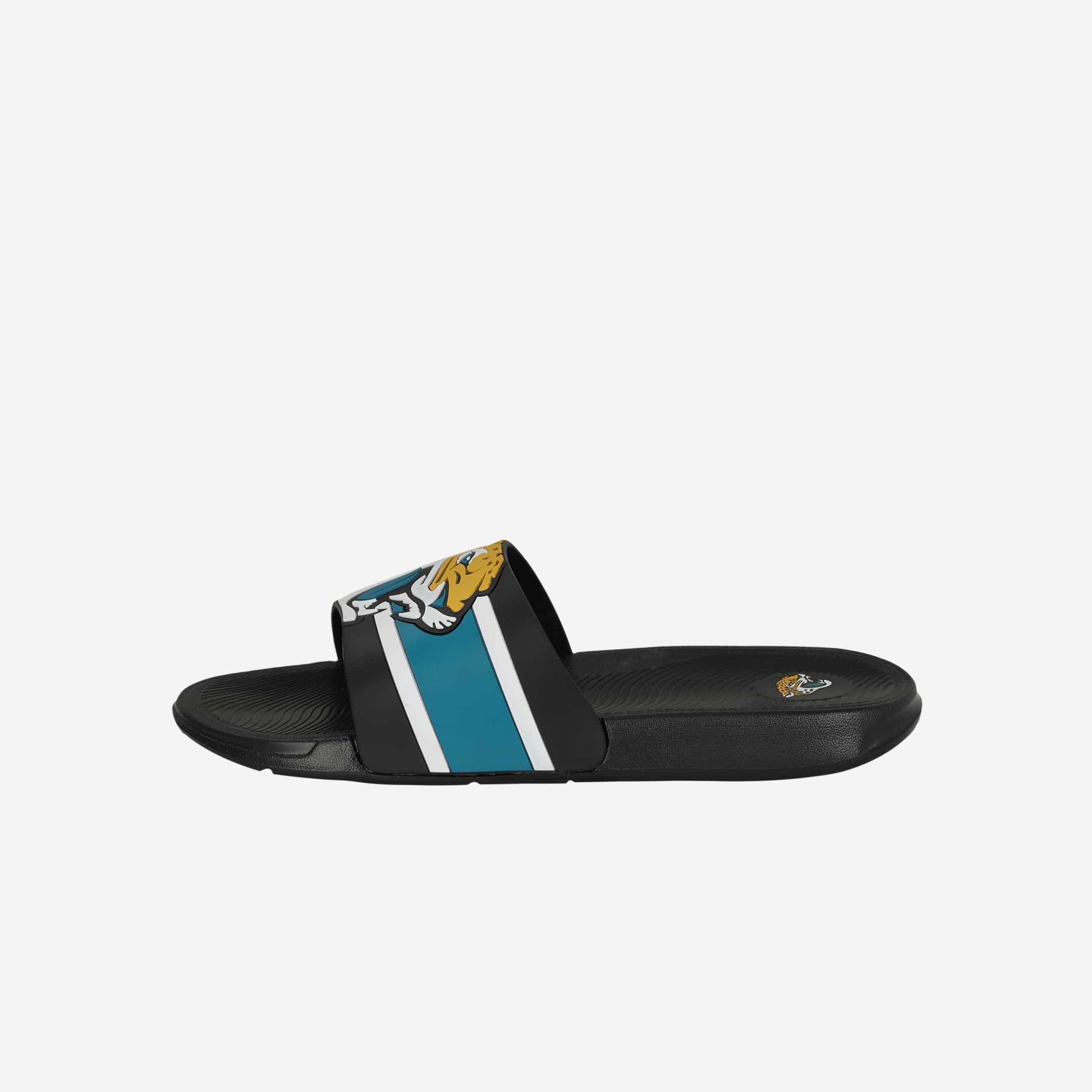 Jacksonville Jaguars Striped Big Logo Raised Slides - Show Your Team Spirit!