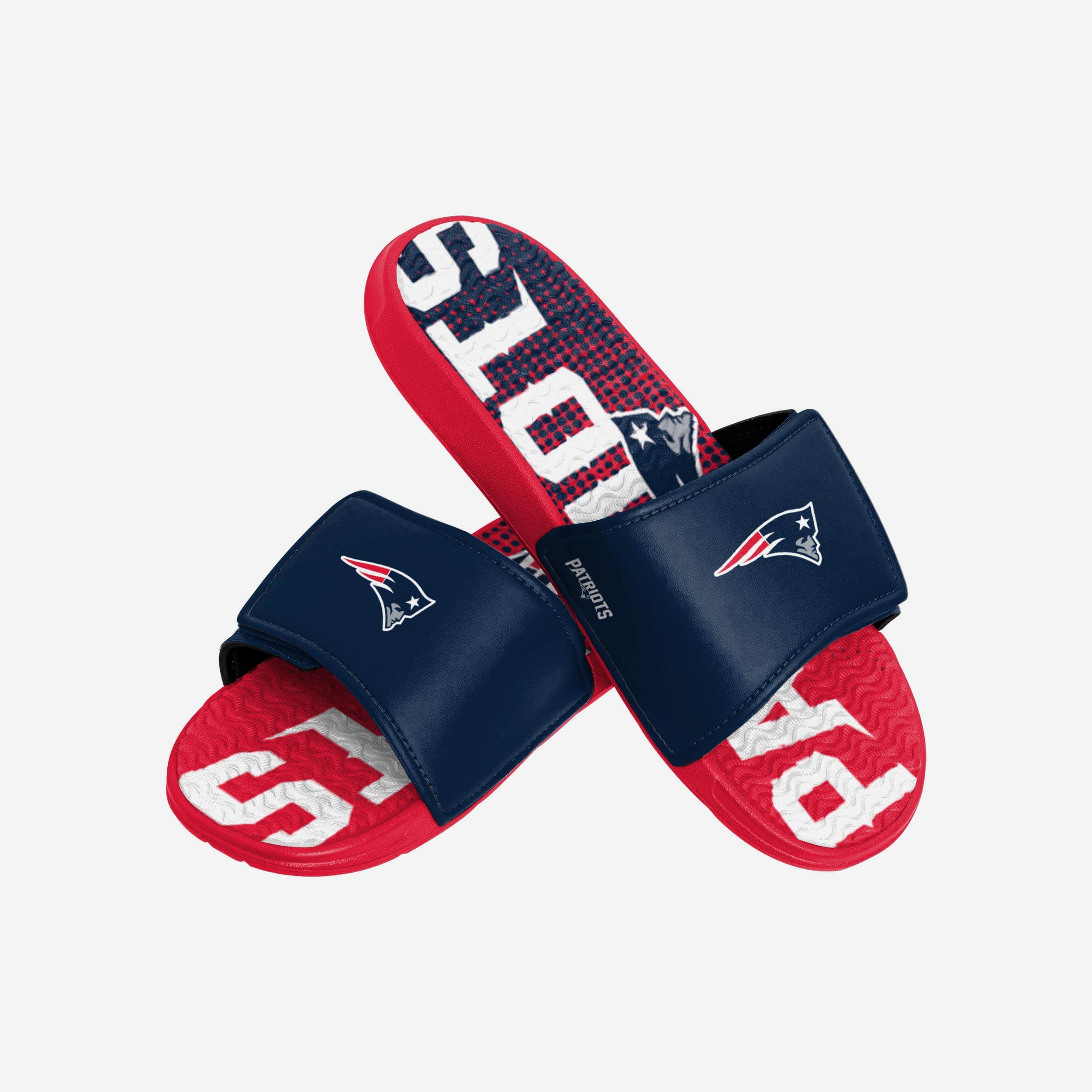 New England Patriots Gradient Wordmark Gel Slides - The Ultimate Fan Footwear