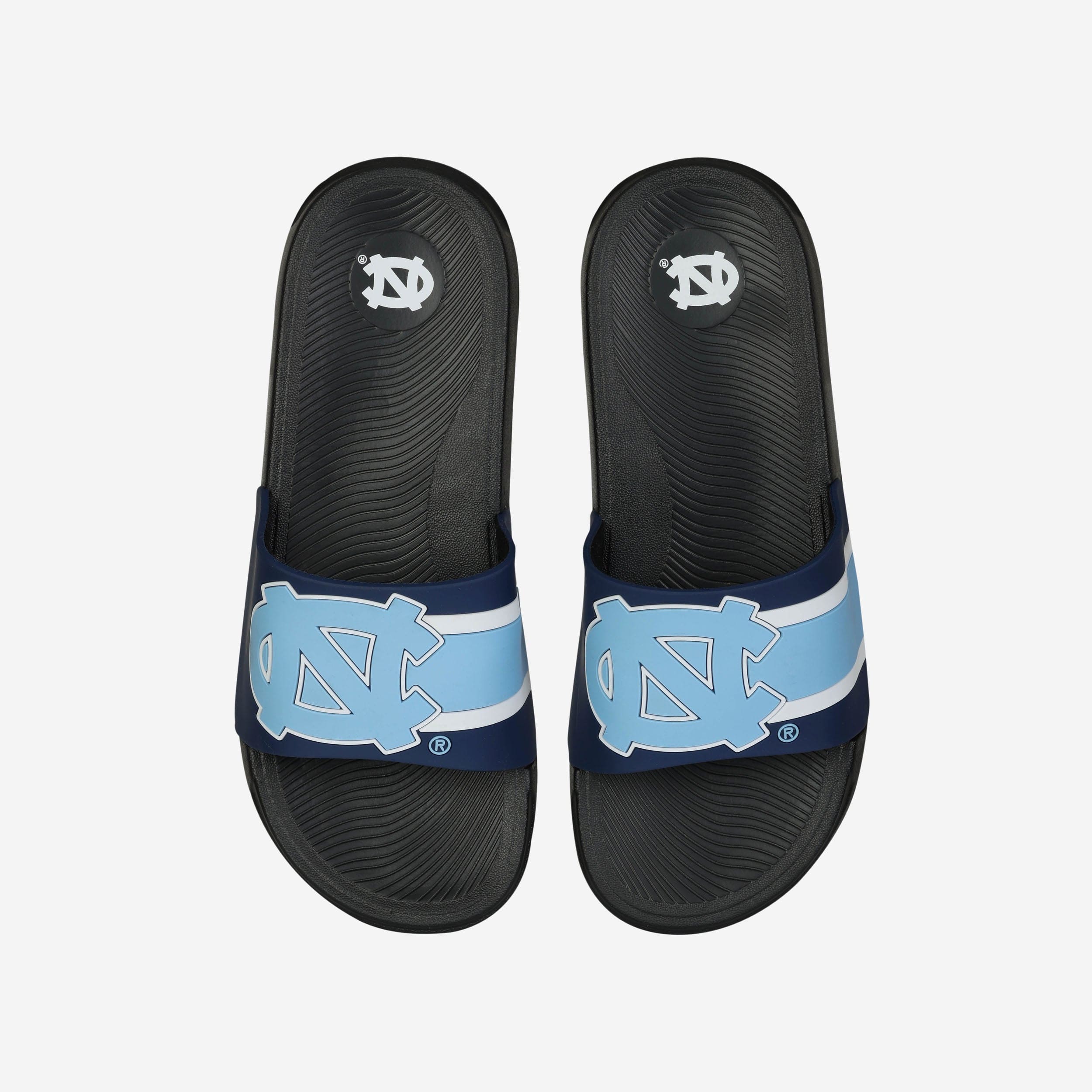 North Carolina Tar Heels Striped Big Logo Raised Slides - Stylish Team Spirit