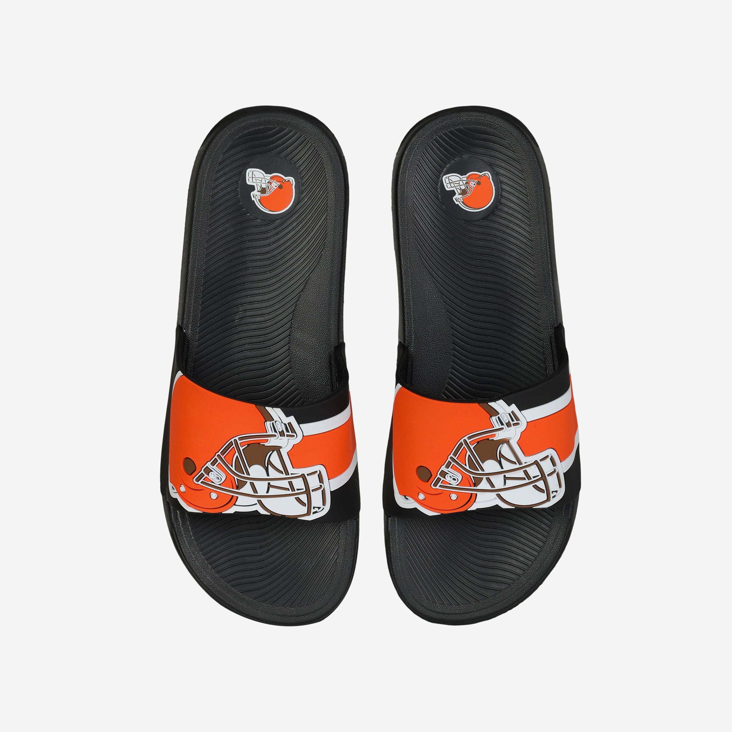 Cleveland Browns Striped Big Logo Raised Slides - Style Up Your Game