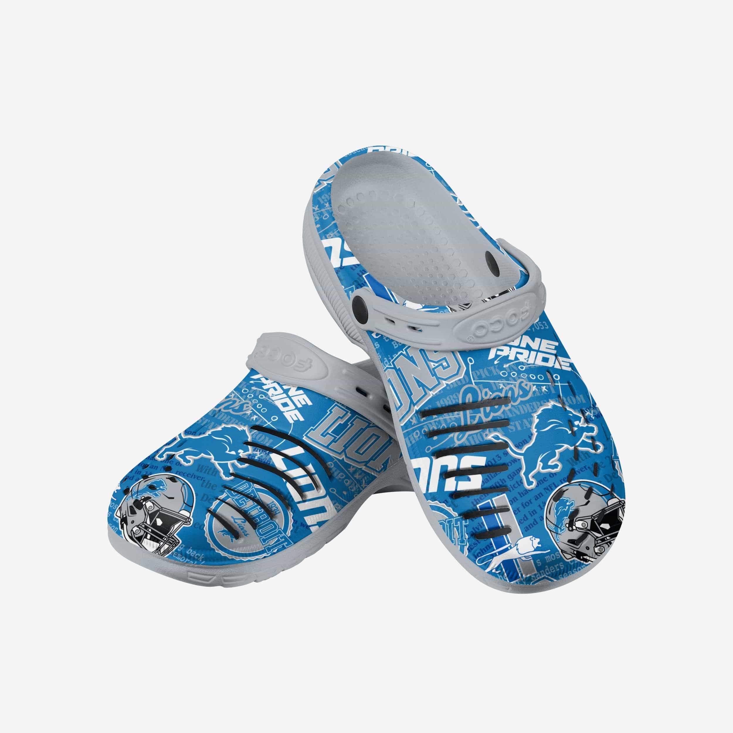 Detroit Lions Vintage Print Clogs with Straps - A Time - Traveling Fashion Statement