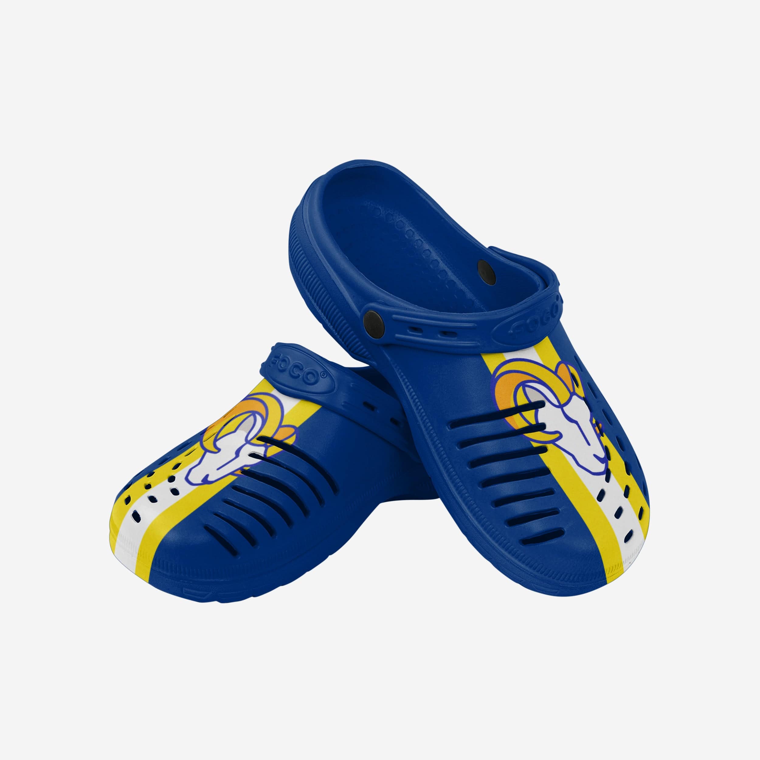 Los Angeles Rams Team Stripe Clogs with Straps - Game - Ready Style!