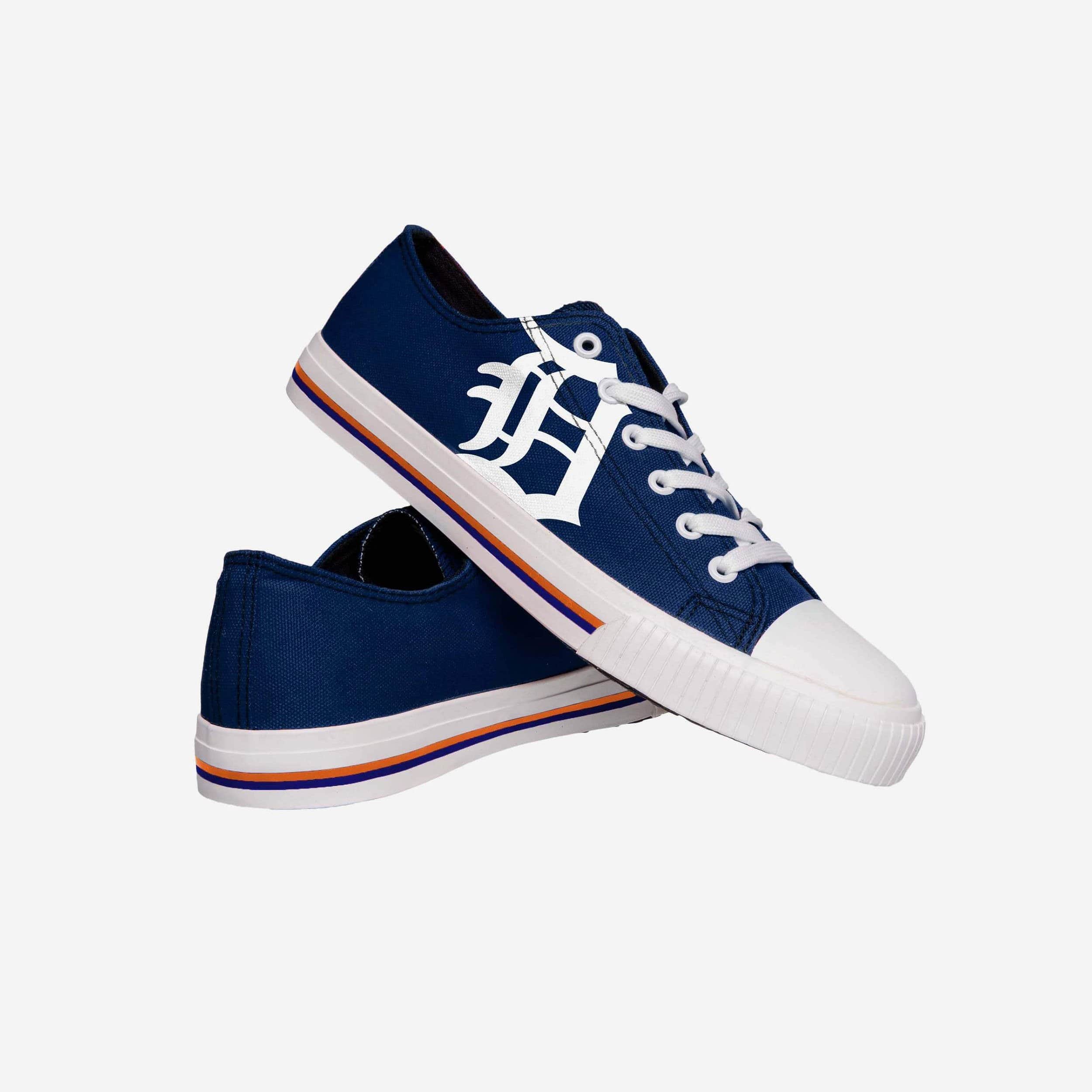 Detroit Tigers Men's Stylish Low-Top Big Logo Canvas Shoes