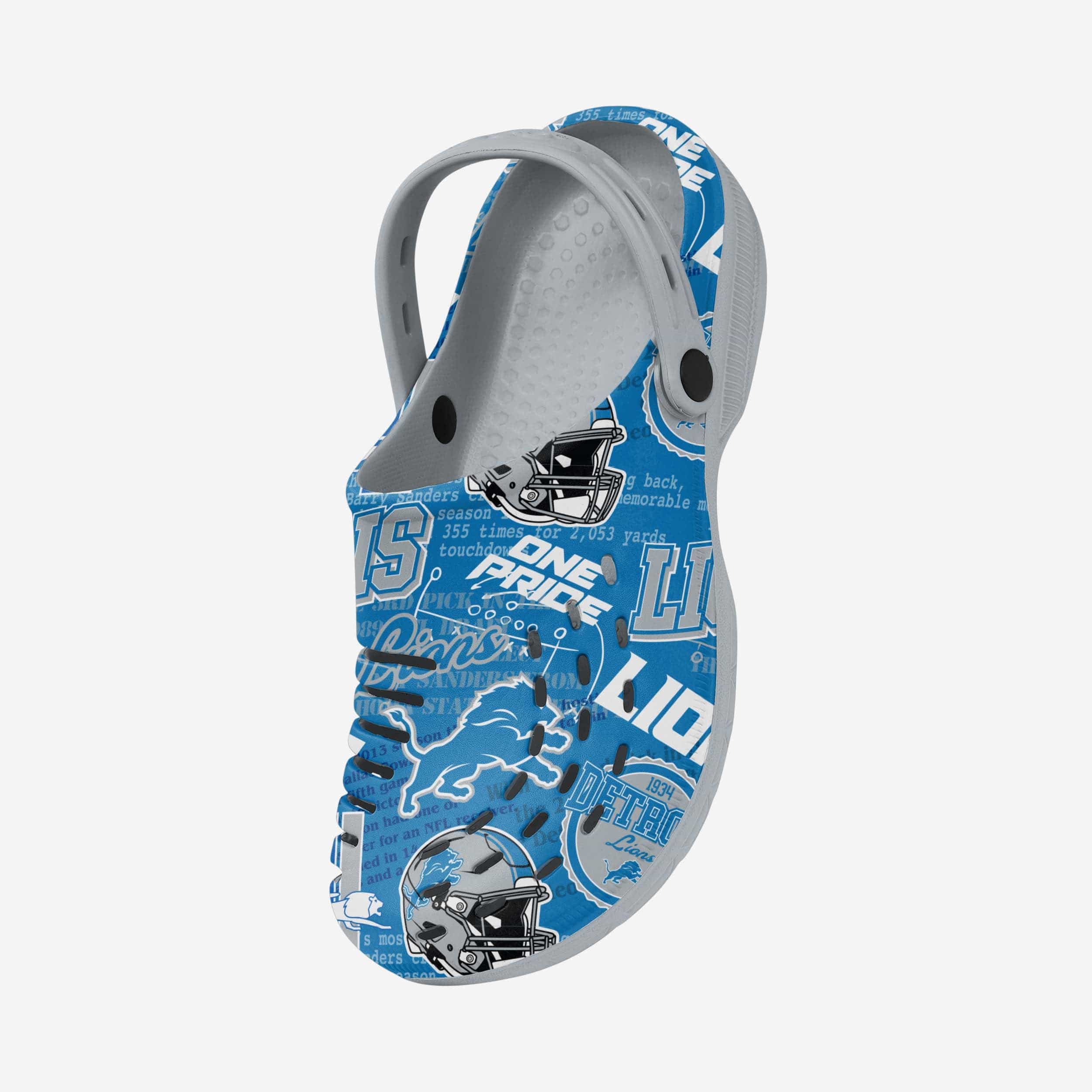 Detroit Lions Vintage Print Clogs with Straps - A Time - Traveling Fashion Statement