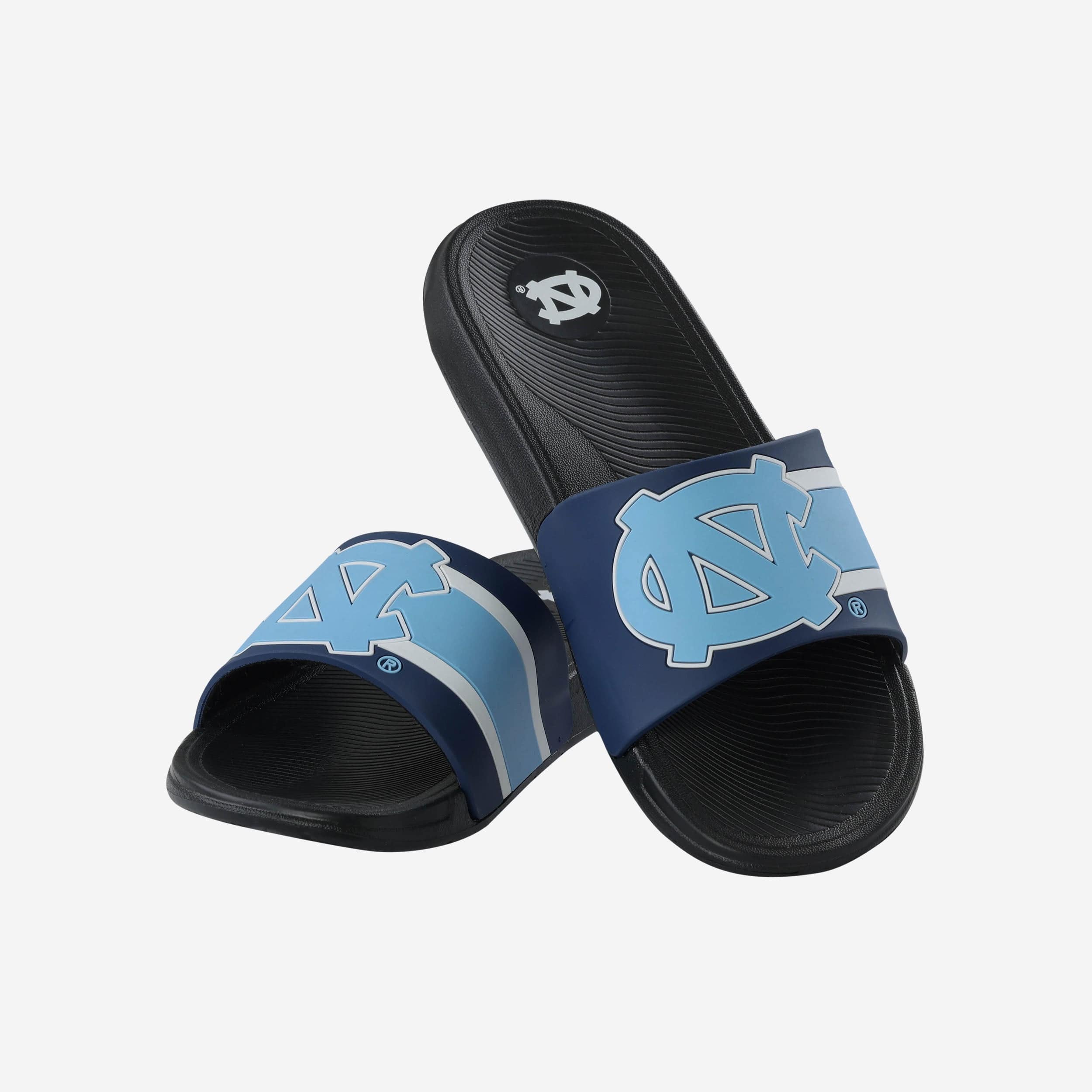 North Carolina Tar Heels Striped Big Logo Raised Slides - Stylish Team Spirit