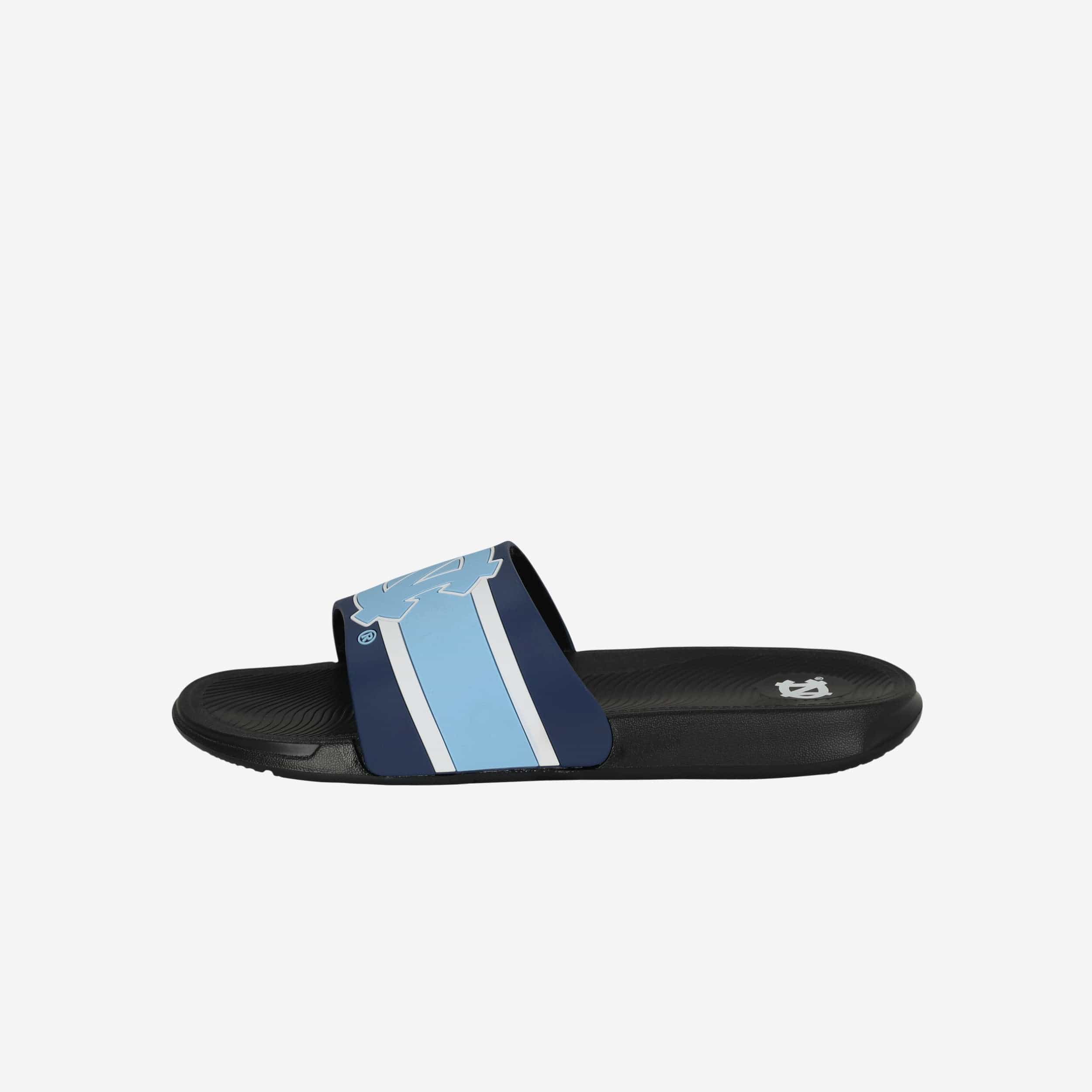 North Carolina Tar Heels Striped Big Logo Raised Slides - Stylish Team Spirit