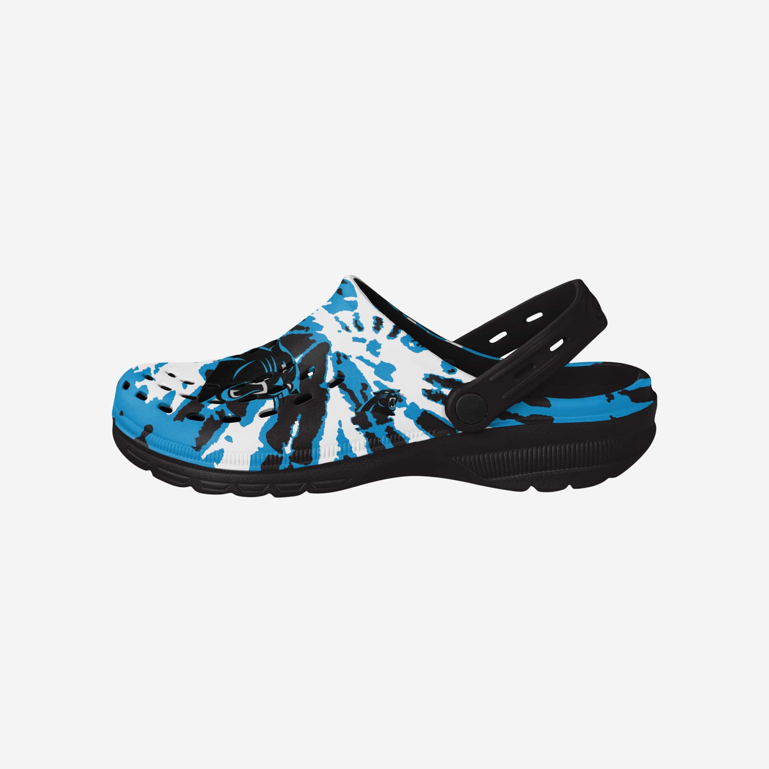 Carolina Panthers Stylish Tie - Dye Clogs with Straps