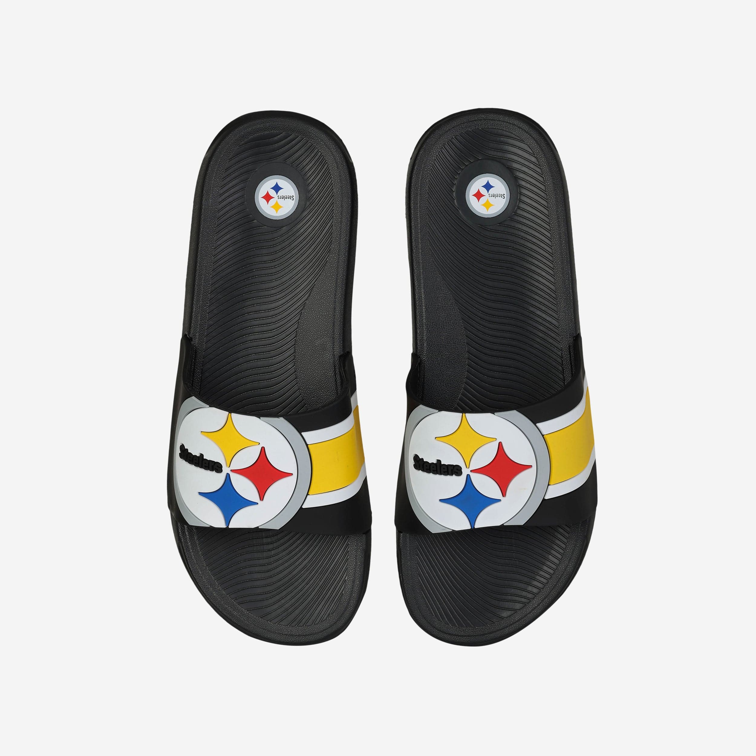 Pittsburgh Steelers Striped Big Logo Raised Slides - Stylish Team Spirit