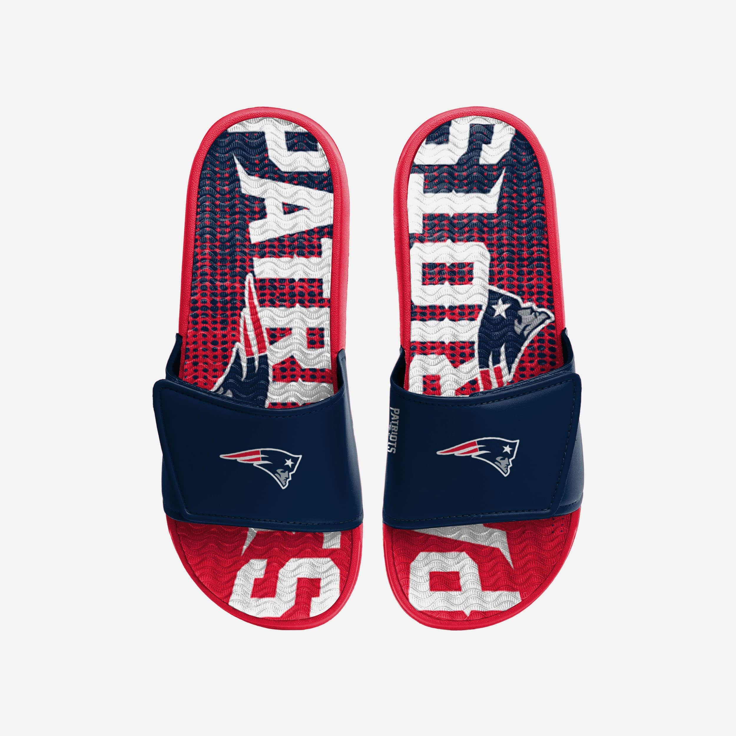 New England Patriots Gradient Wordmark Gel Slides - The Ultimate Fan Footwear