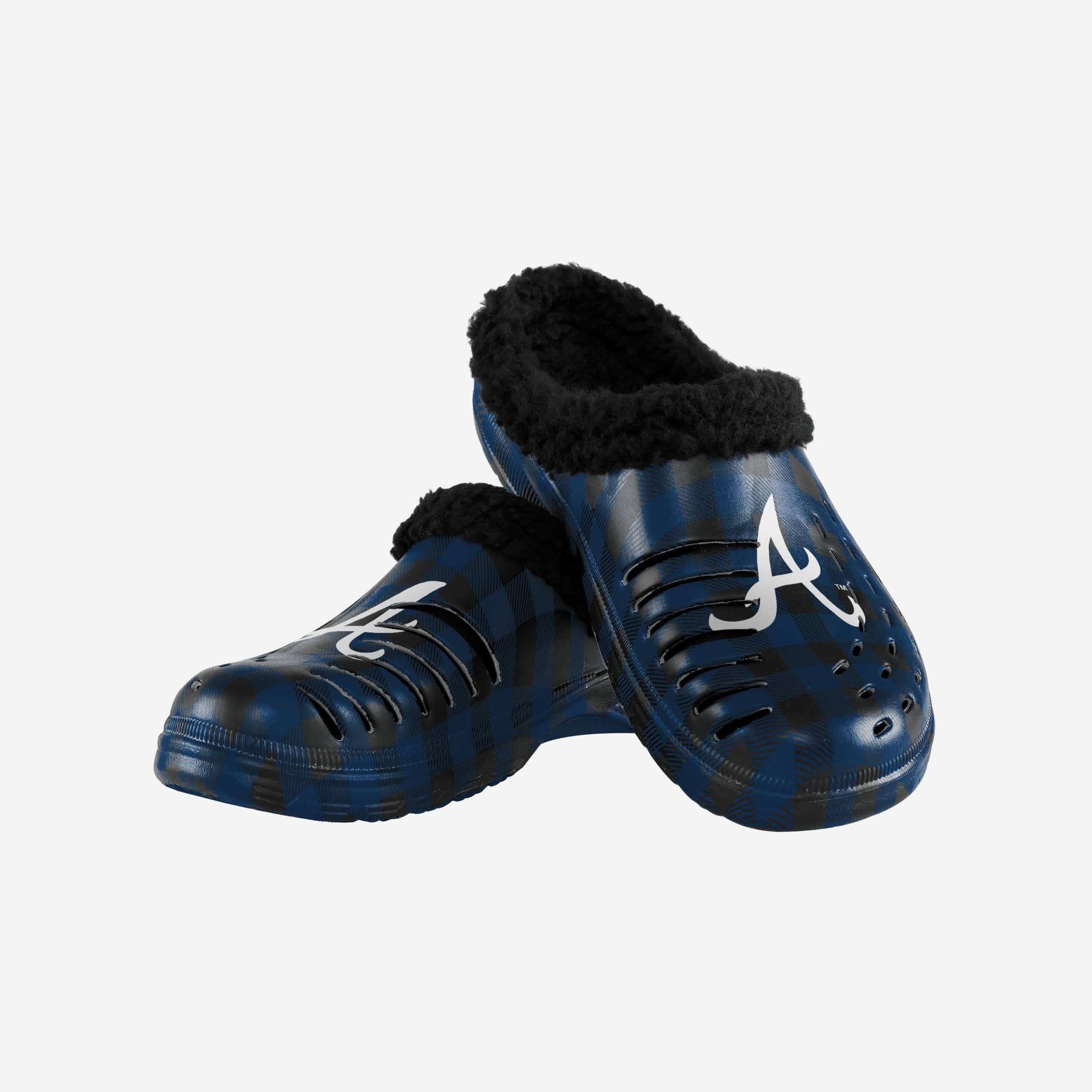 Atlanta Braves Sherpa-Lined Buffalo Check Clogs - Stylish Team Spirit