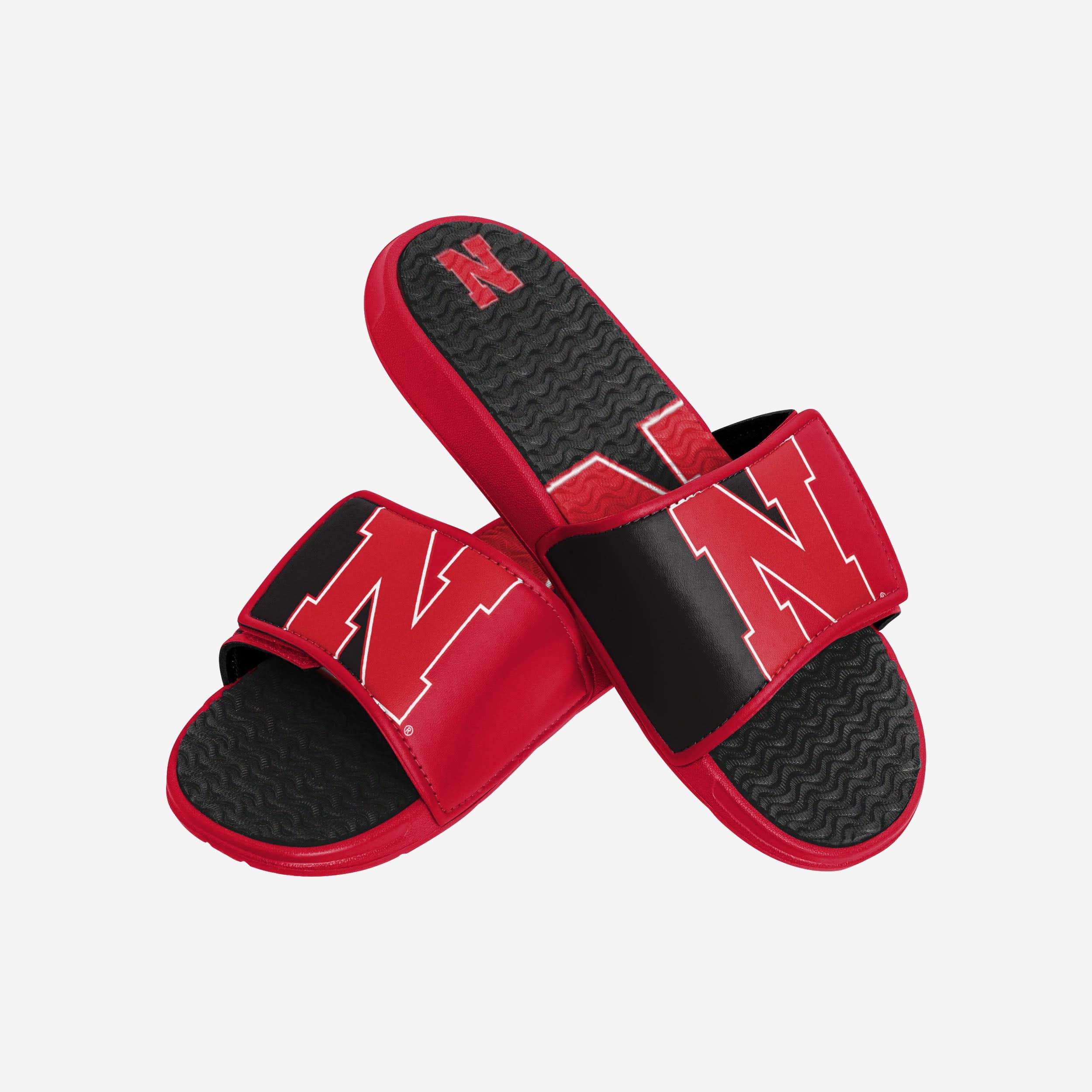 Nebraska Cornhuskers Super Cool Colorblock Big Logo Gel Slides