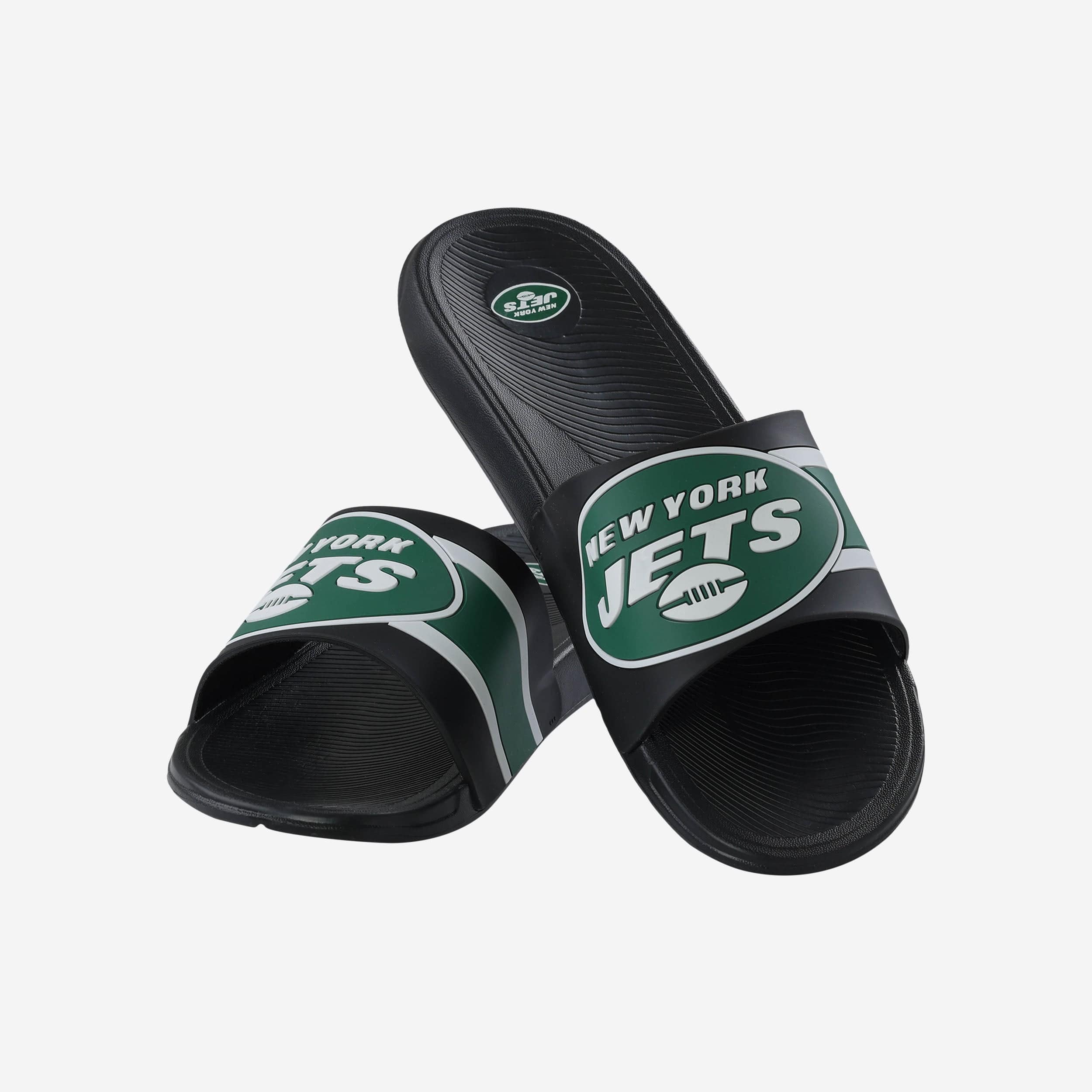 New York Jets Striped Big Logo Raised Slides - Stylish Team Spirit