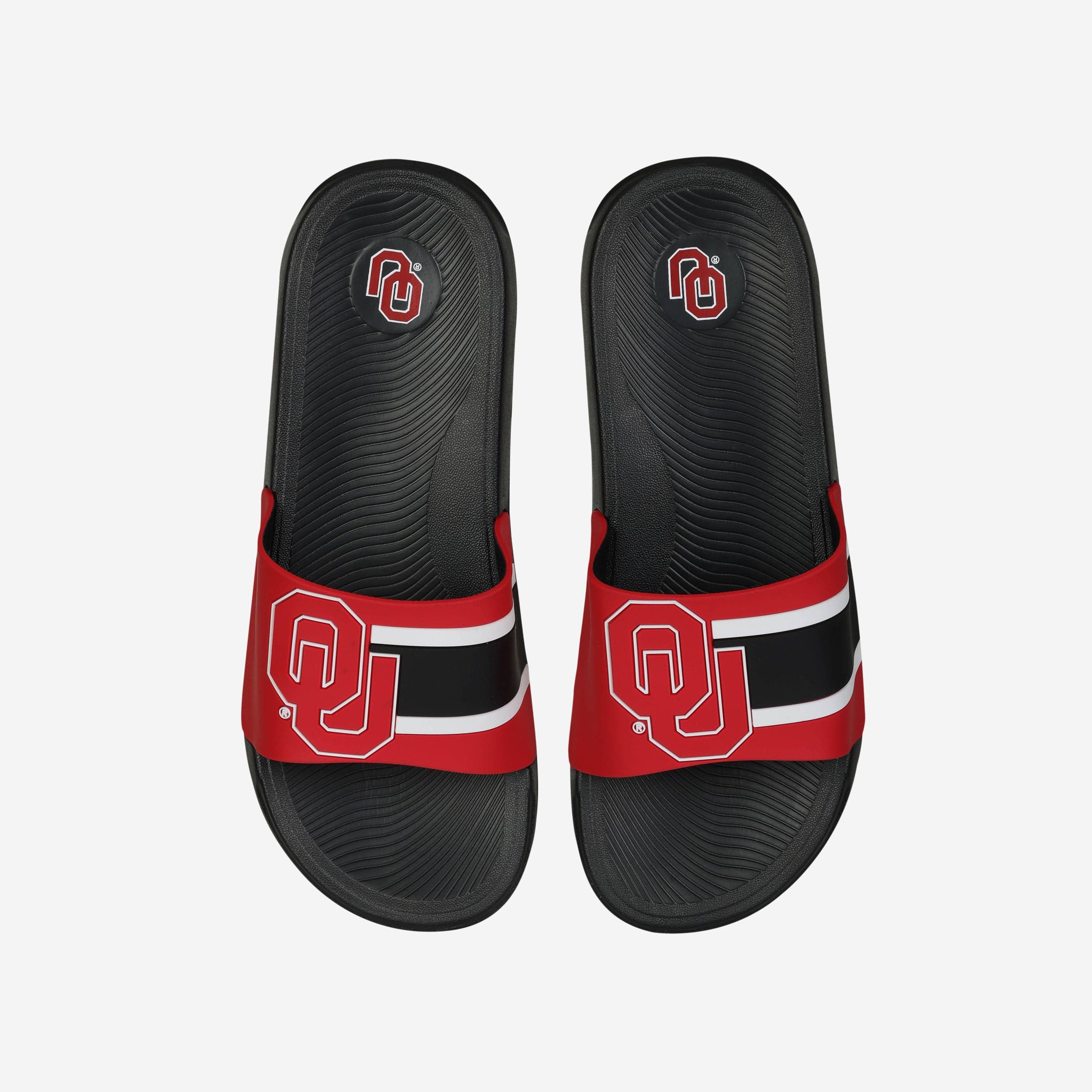 Oklahoma Sooners Stylish Striped Big Logo Raised Slides