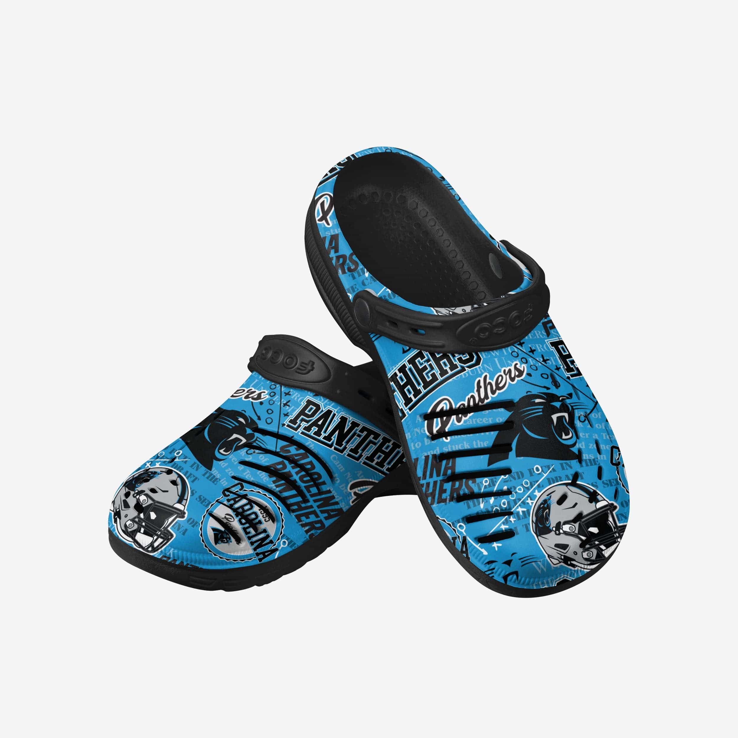 Carolina Panthers Historic Print Clogs with Straps - A Timeless Team Tribute