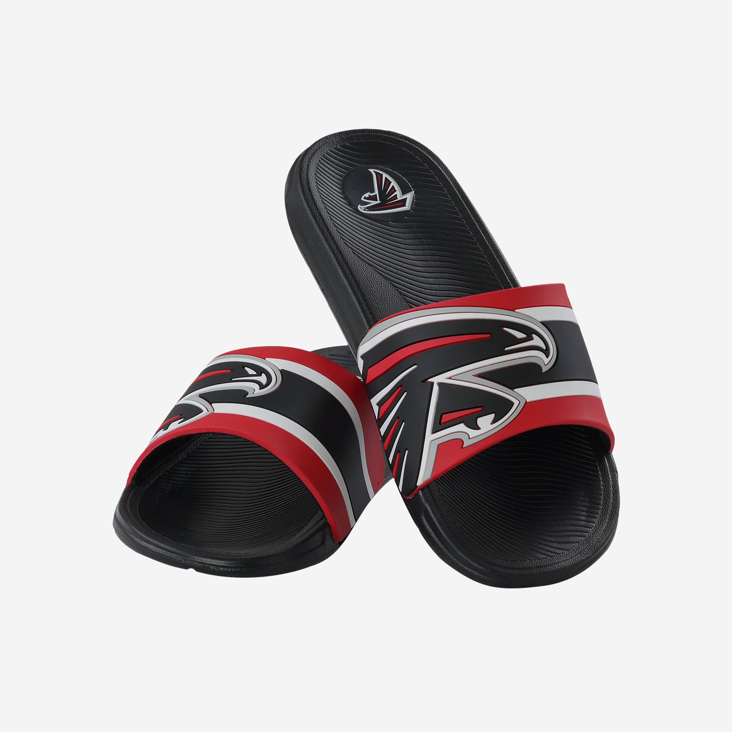 Atlanta Falcons Striped Big Logo Raised Slides - Stylish Team Gear