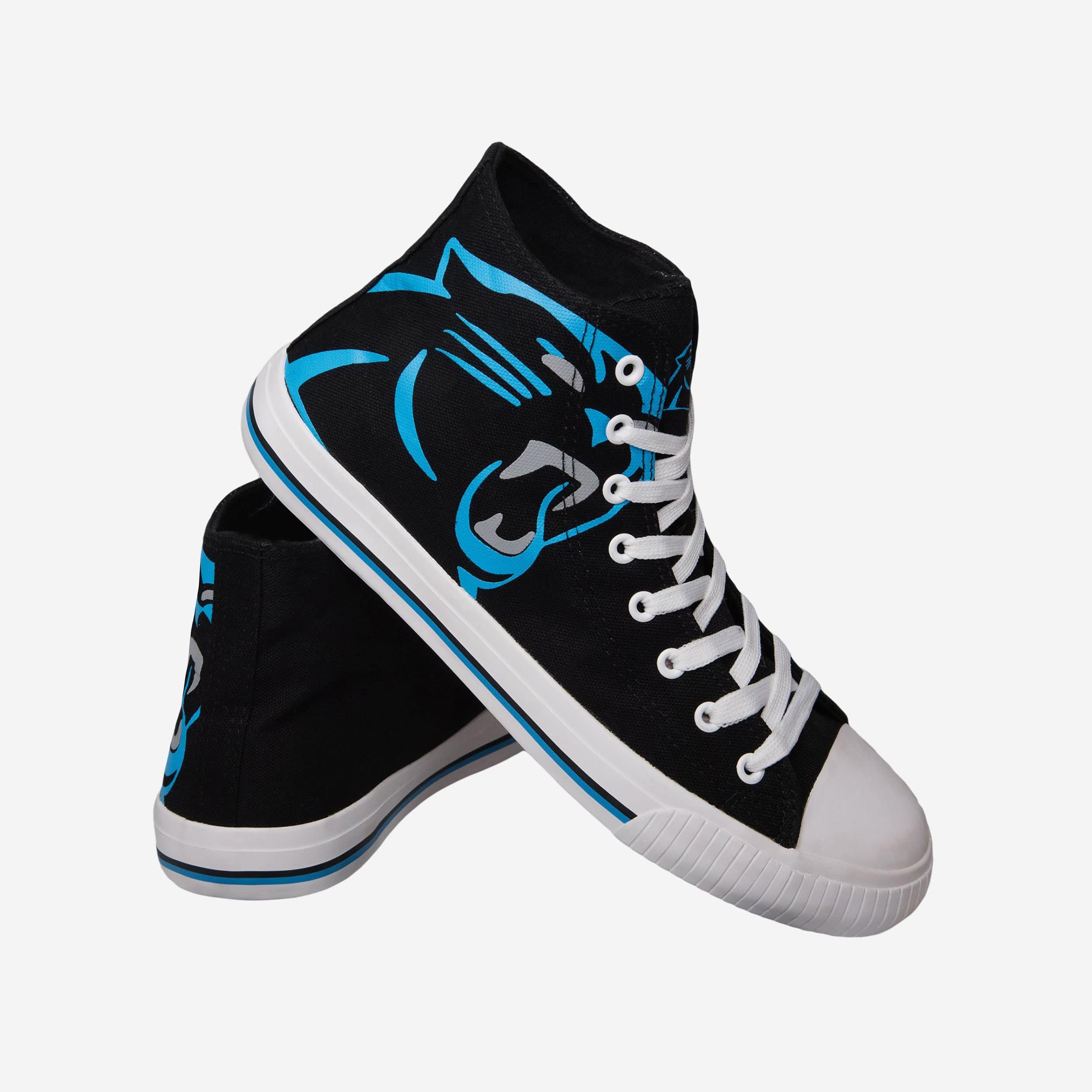 Carolina Panthers Men's High-Top Big Logo Canvas Sneakers - Show Your Team Spirit!