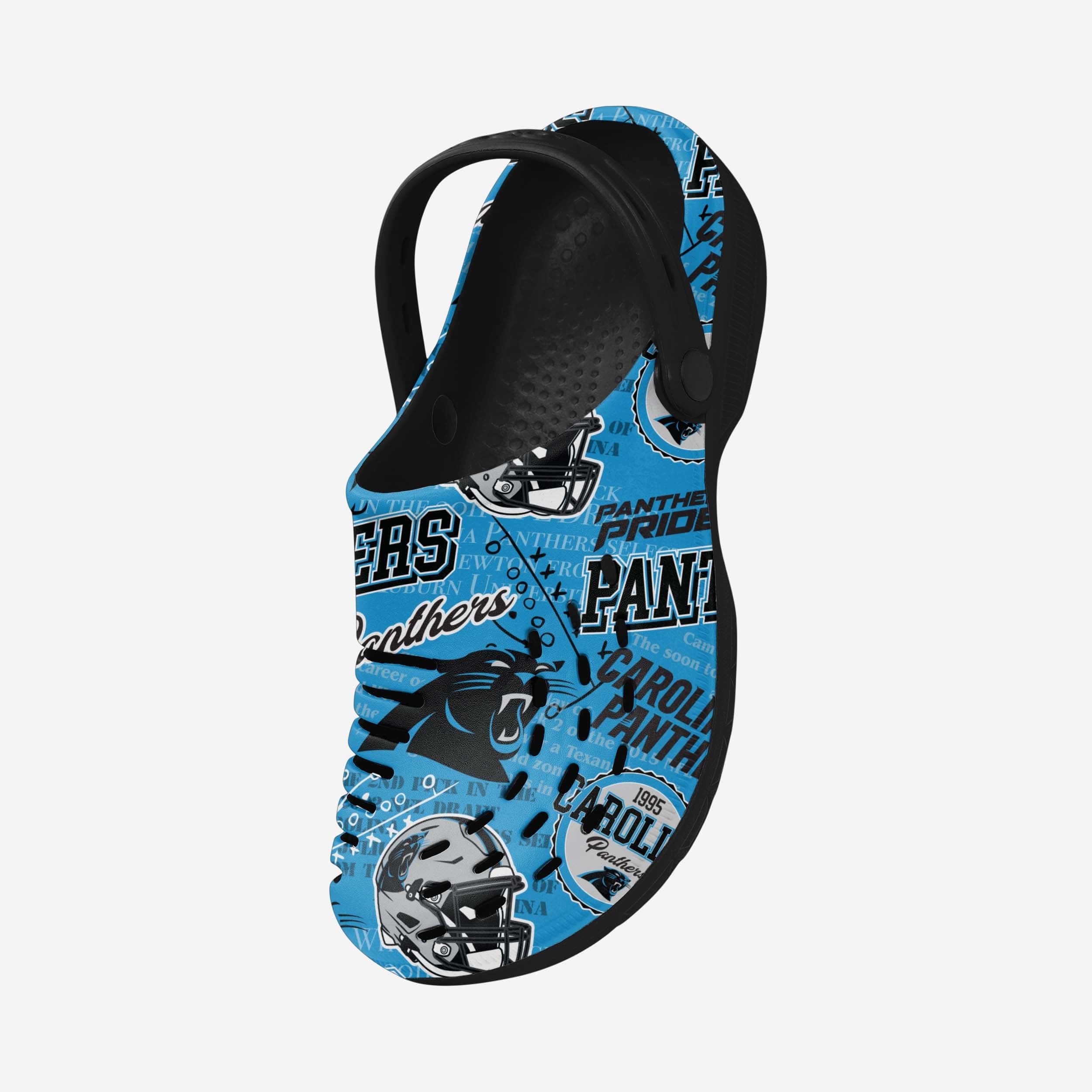 Carolina Panthers Historic Print Clogs with Straps - A Timeless Team Tribute