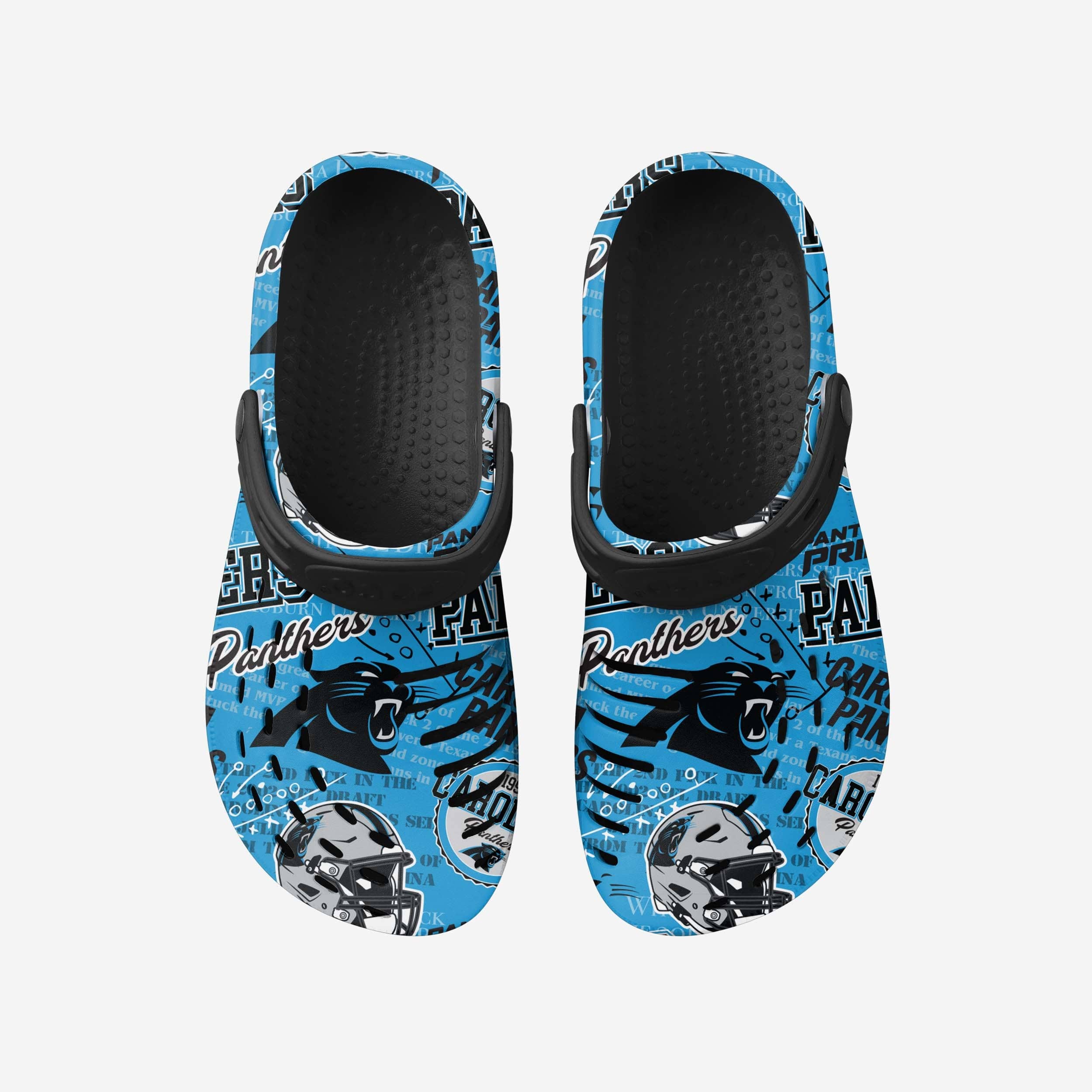 Carolina Panthers Historic Print Clogs with Straps - A Timeless Team Tribute