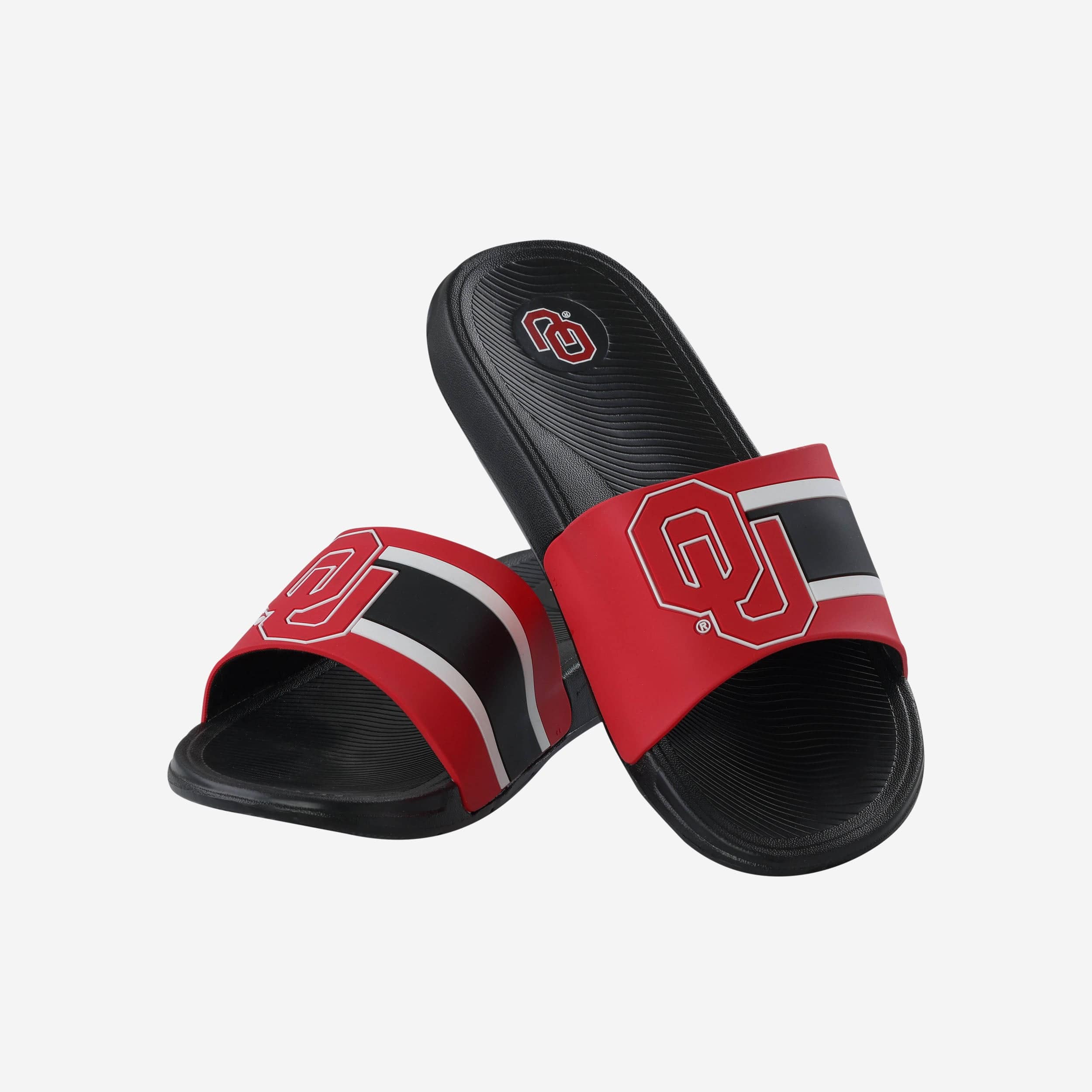 Oklahoma Sooners Stylish Striped Big Logo Raised Slides
