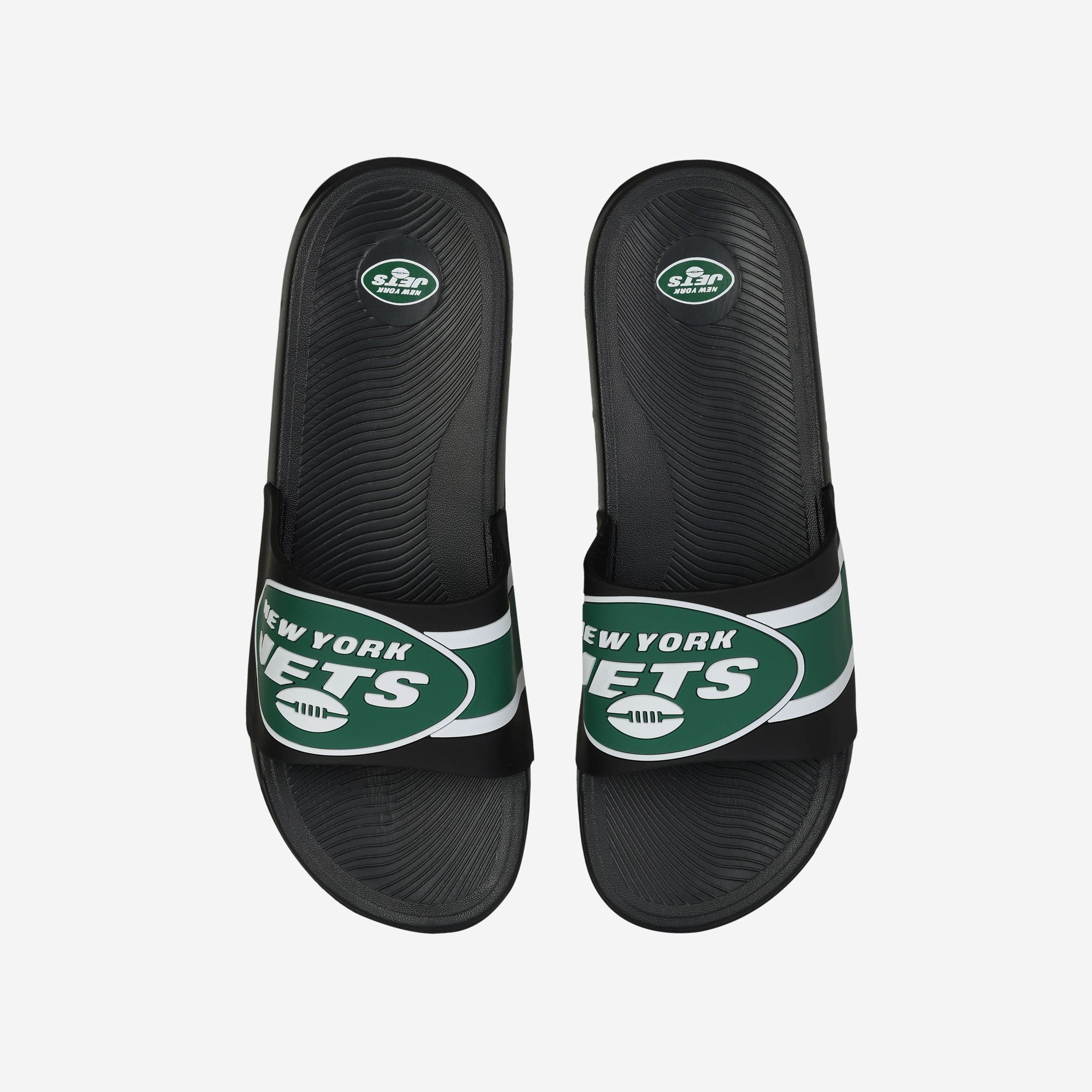 New York Jets Striped Big Logo Raised Slides - Stylish Team Spirit