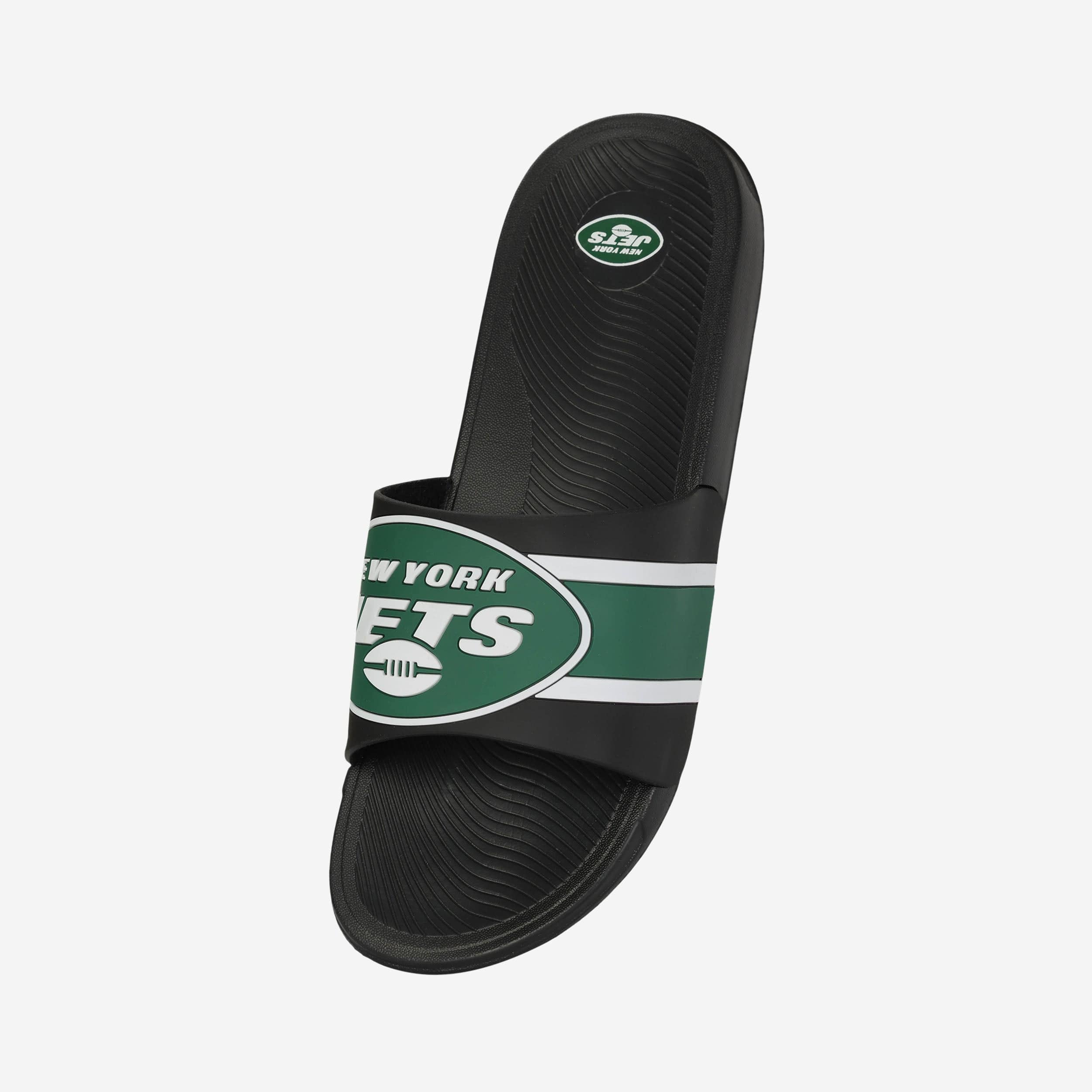 New York Jets Striped Big Logo Raised Slides - Stylish Team Spirit