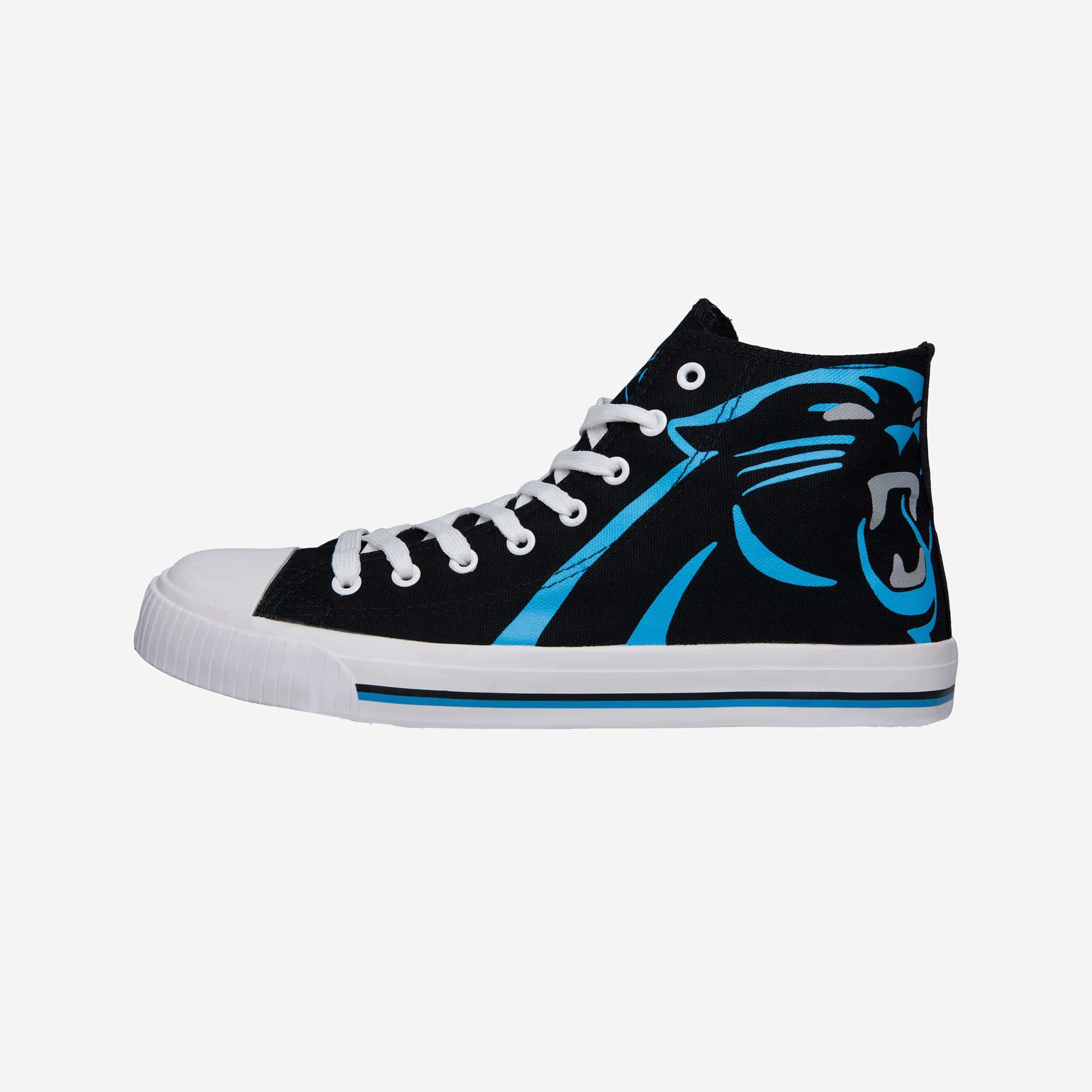 Carolina Panthers Men's High-Top Big Logo Canvas Sneakers - Show Your Team Spirit!