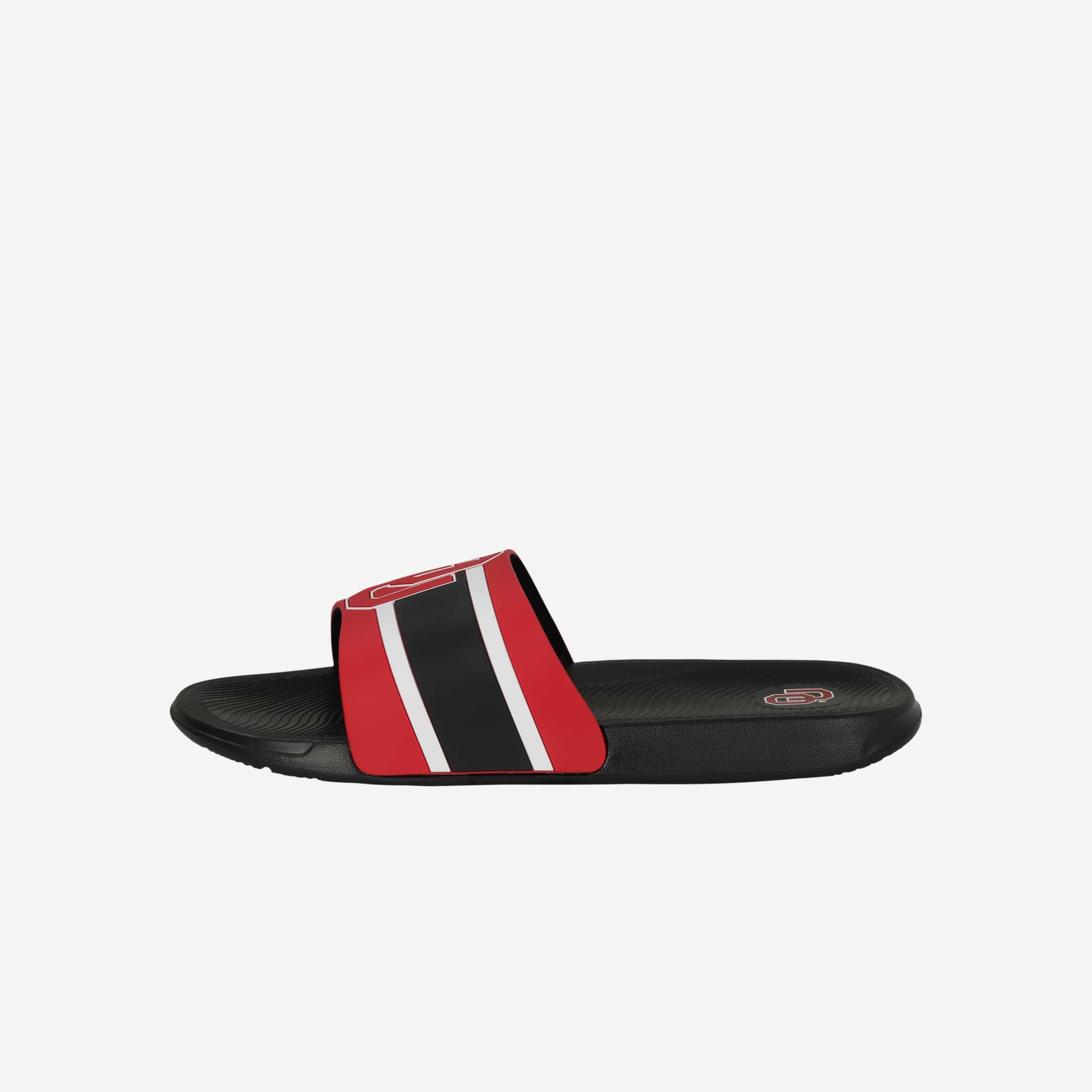 Oklahoma Sooners Stylish Striped Big Logo Raised Slides